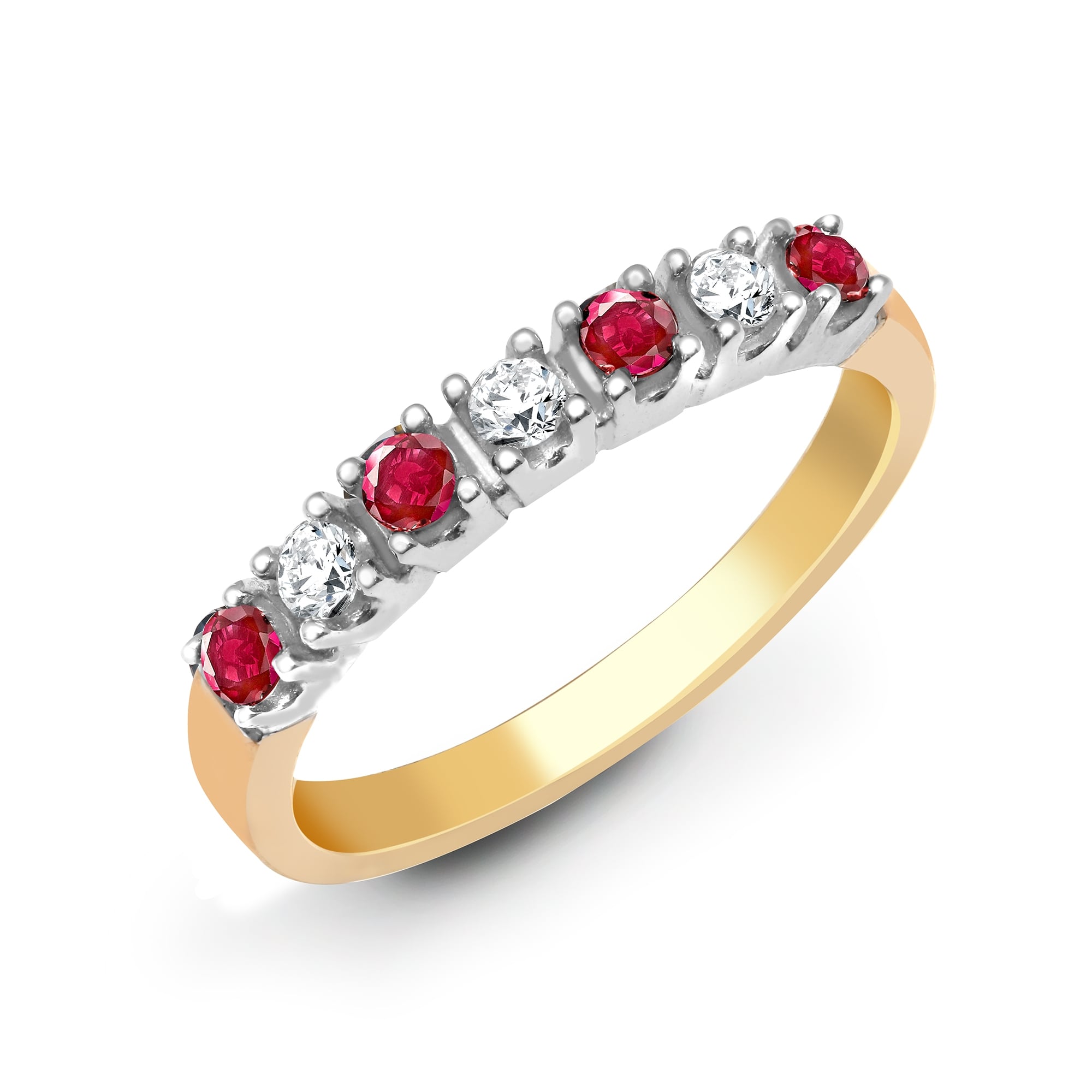 9ct Yellow Gold 15pts Diamond and Ruby E.T Ring