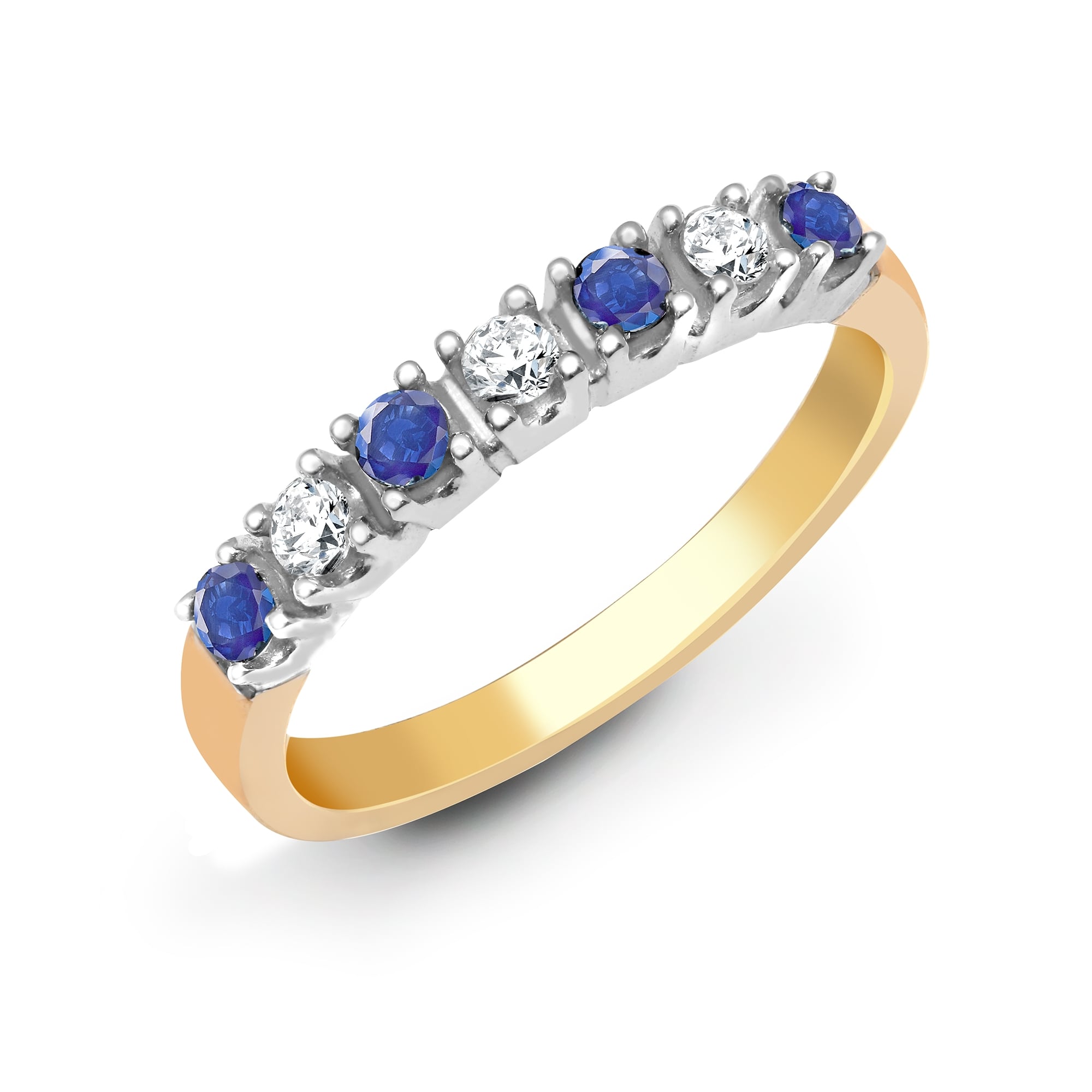 9ct Yellow Gold 15pts Diamond and Sapphire 1/2 E.T Ring