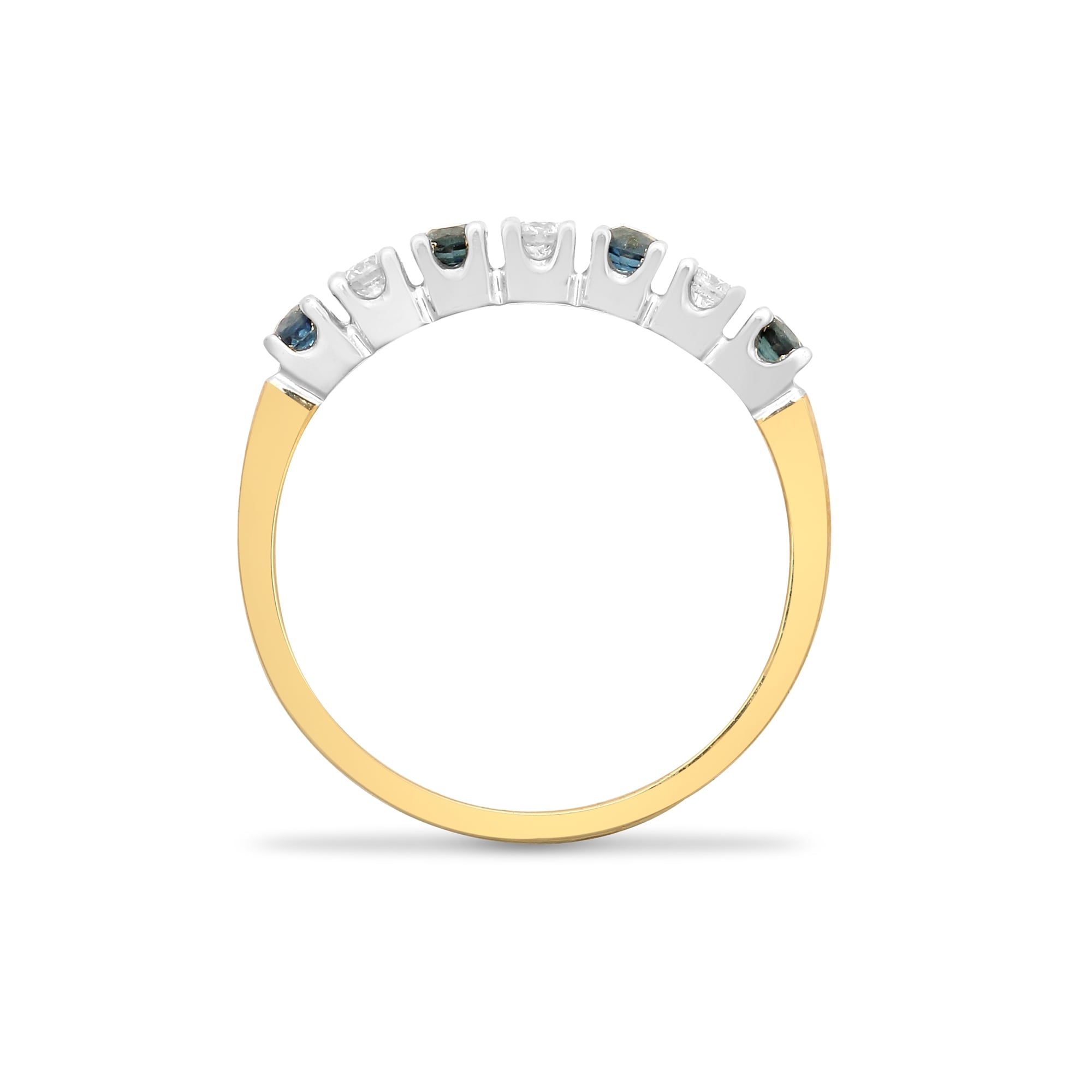 9ct Yellow Gold 15pts Diamond and Sapphire 1/2 E.T Ring