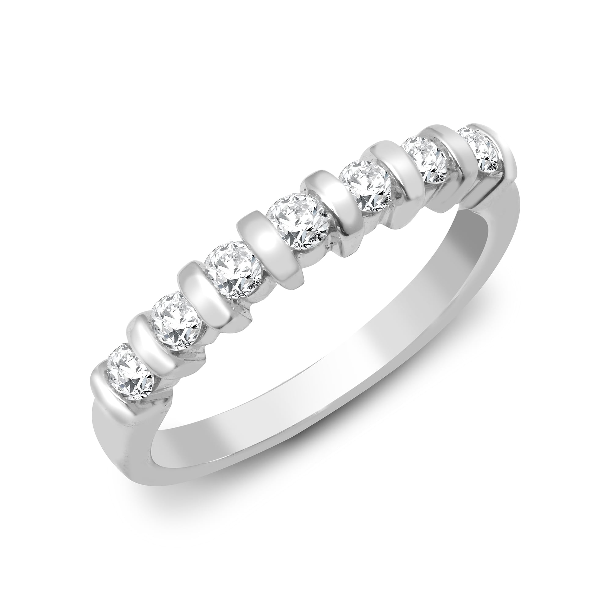 9ct White Gold 40pts Bar Set Ring