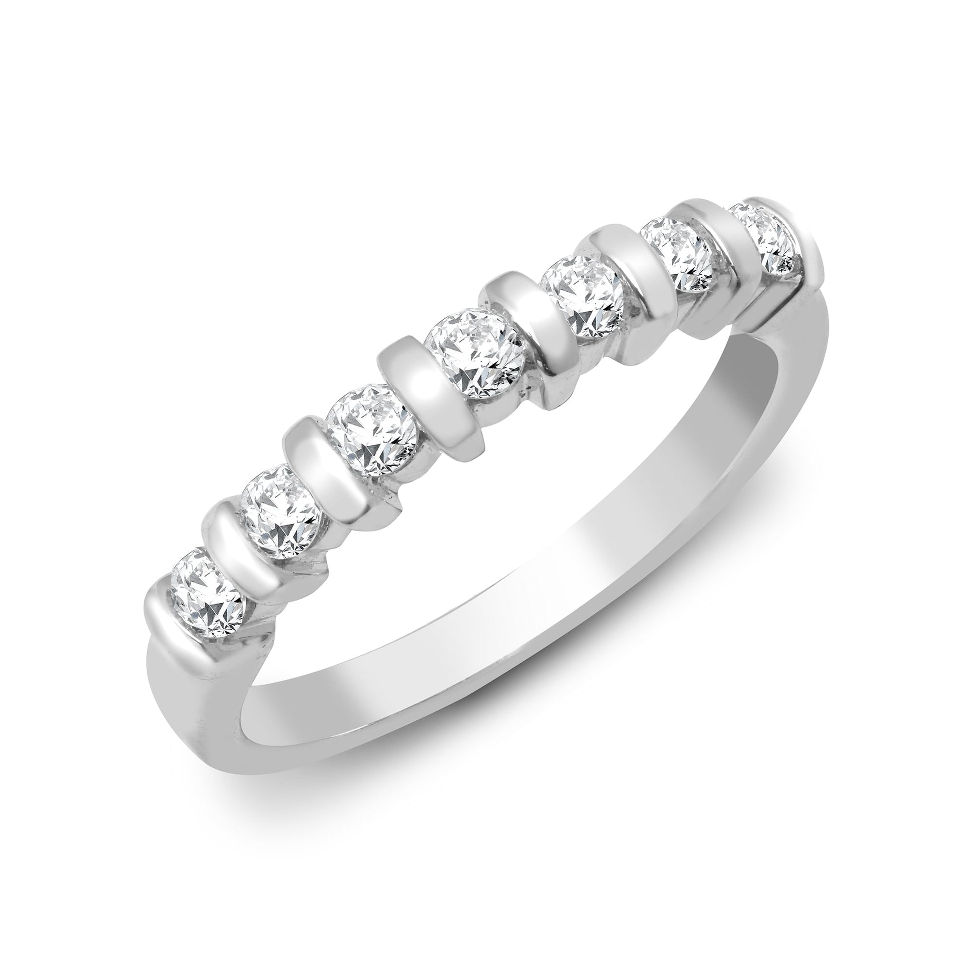 9ct White Gold 40pts Bar Set Ring