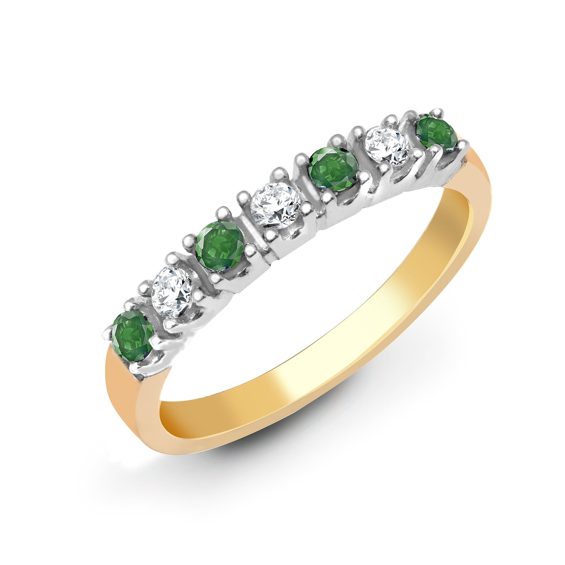 9ct Diamond-15pts Emerald-20pts Ring