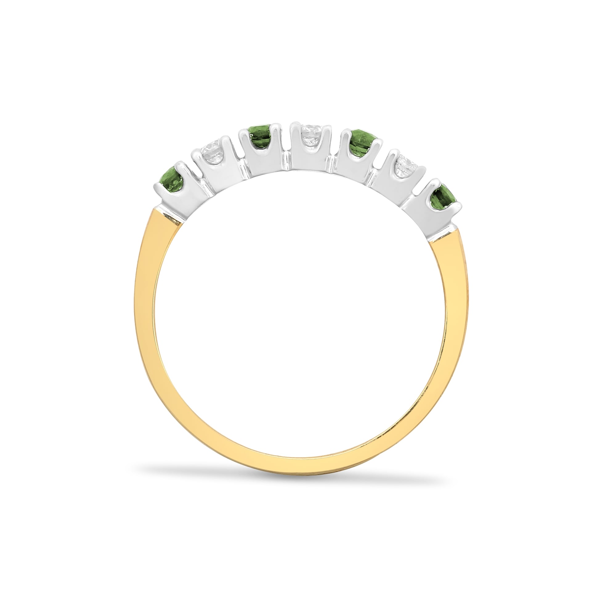 9ct Diamond-15pts Emerald-20pts Ring