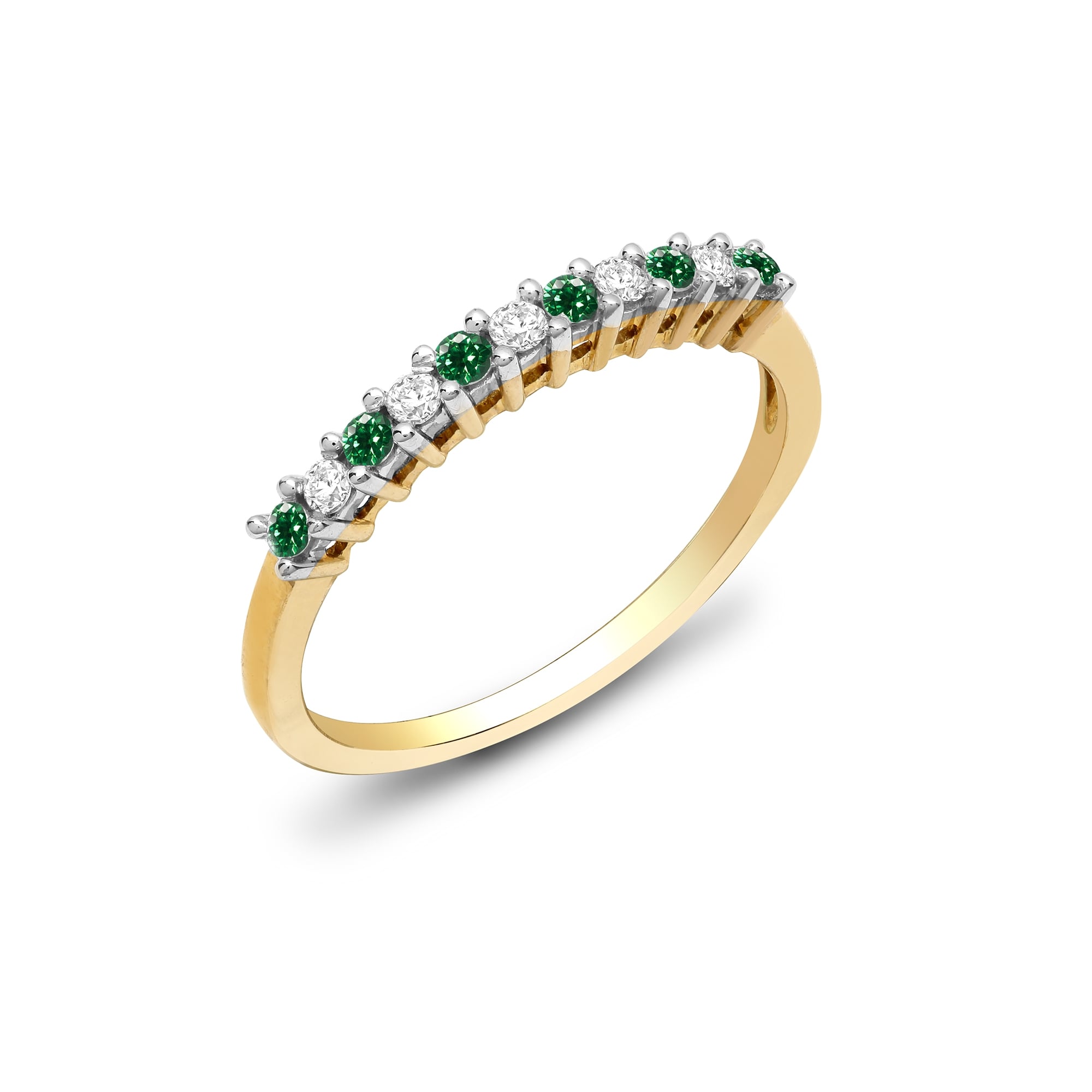 9ct Yellow Gold 25pts Diamond and Emerald Ring