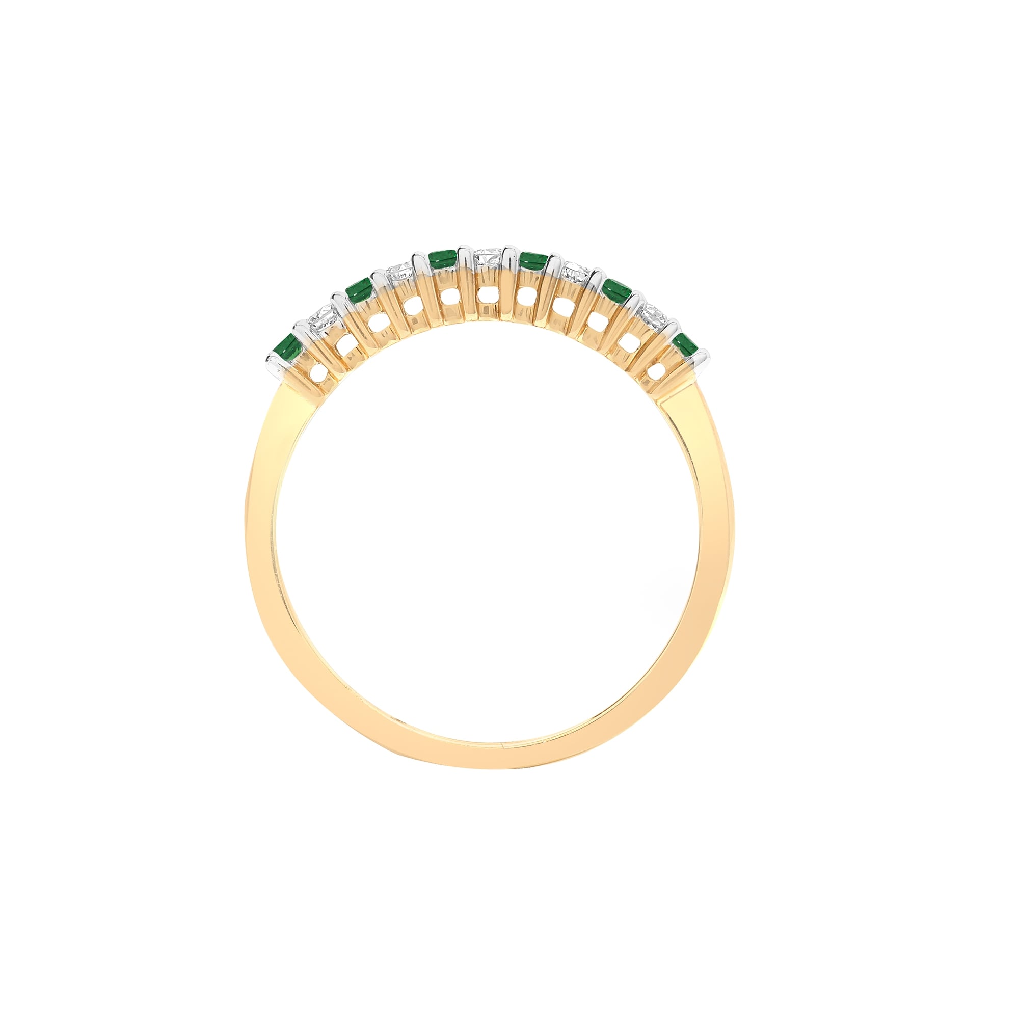 9ct Yellow Gold 25pts Diamond and Emerald Ring