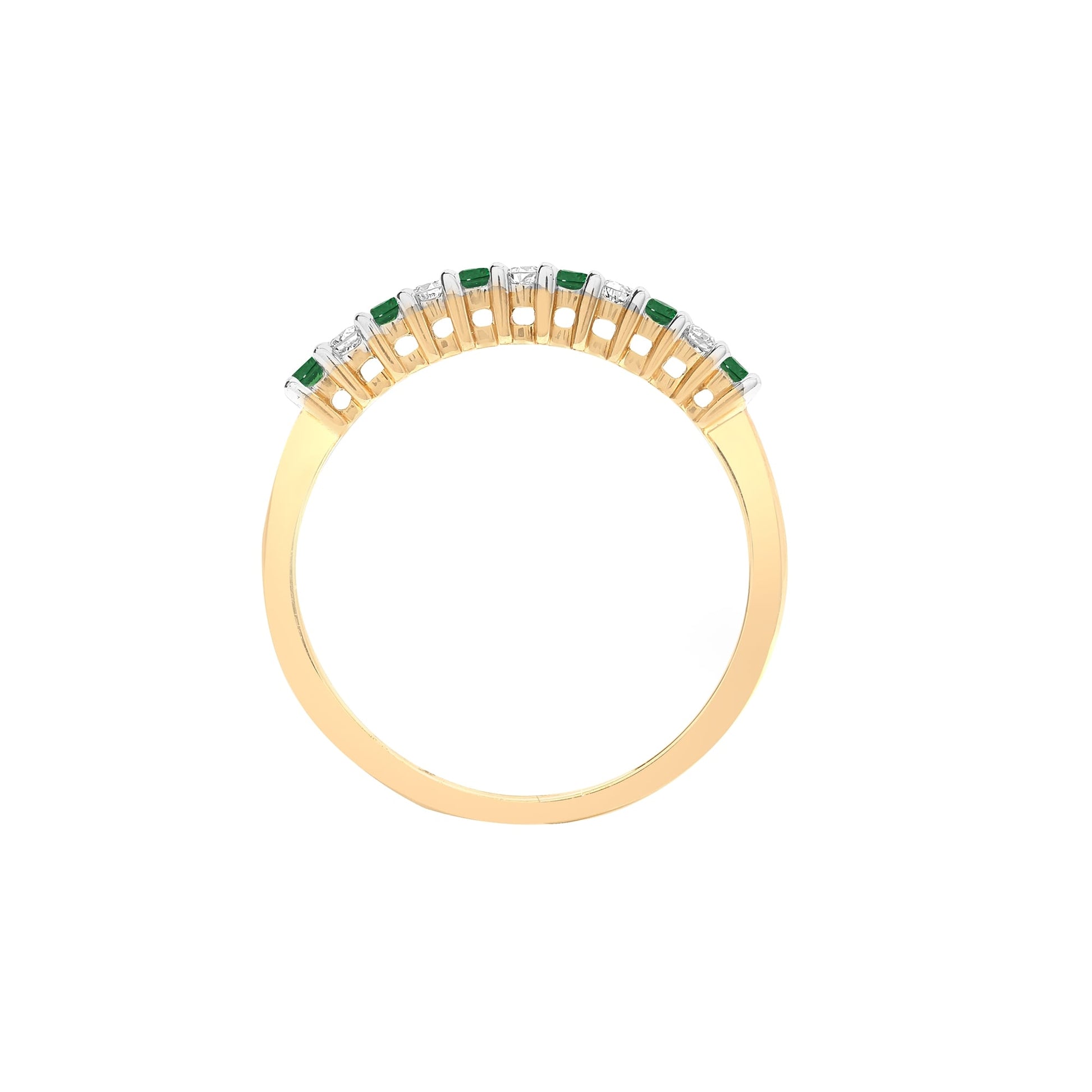 9ct Yellow Gold 25pts Diamond and Emerald Ring