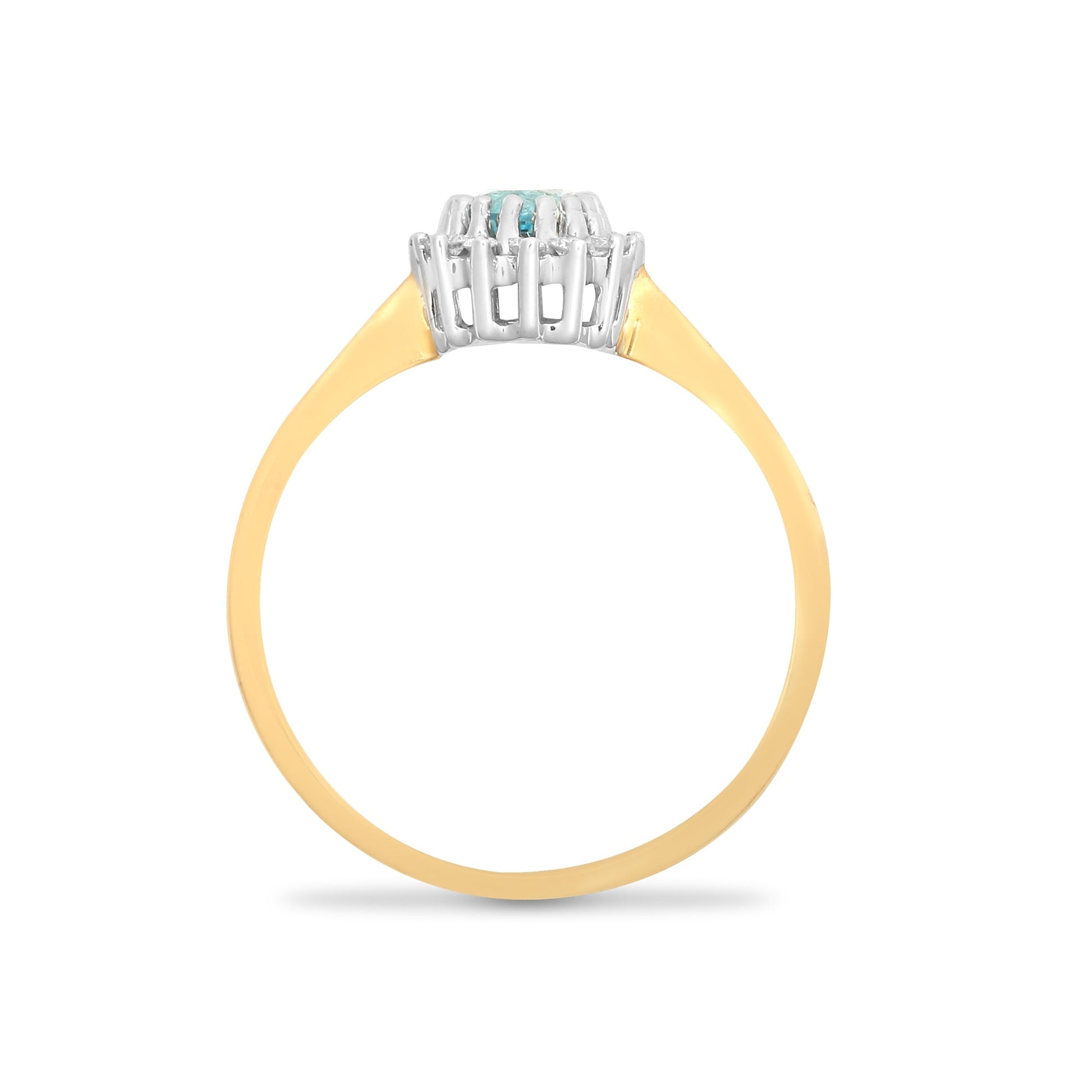 9ct Yellow Gold 12pts Diamond and Blue Topaz Ring