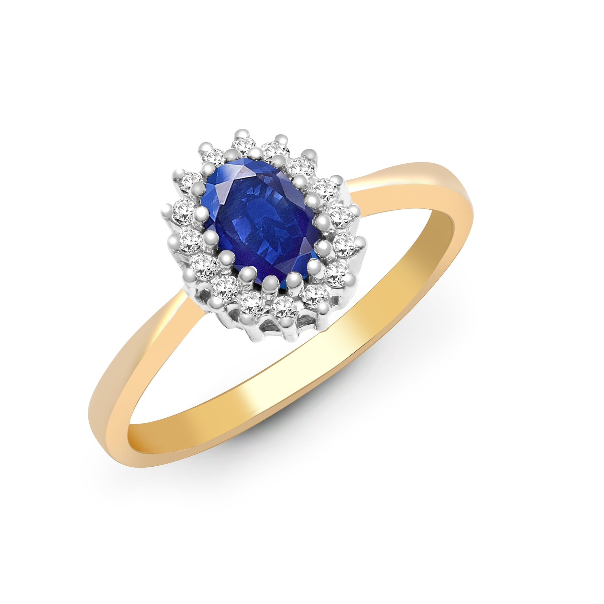 9ct Yellow Gold 12pts Diamond and Sapphire Ring