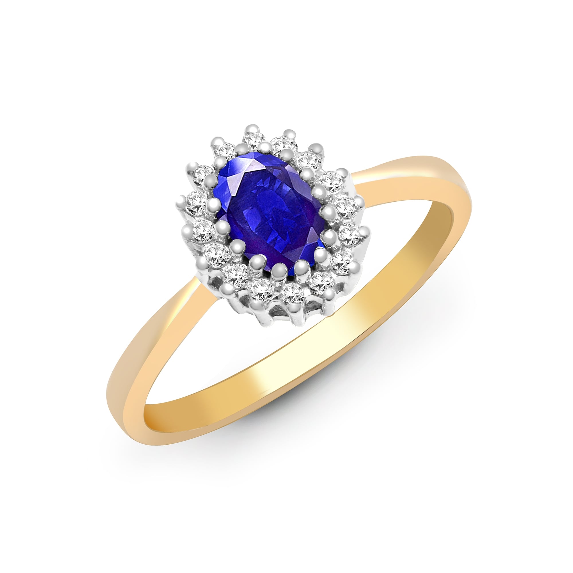9ct Yellow Gold 12pts Diamond and Tanzanite Ring