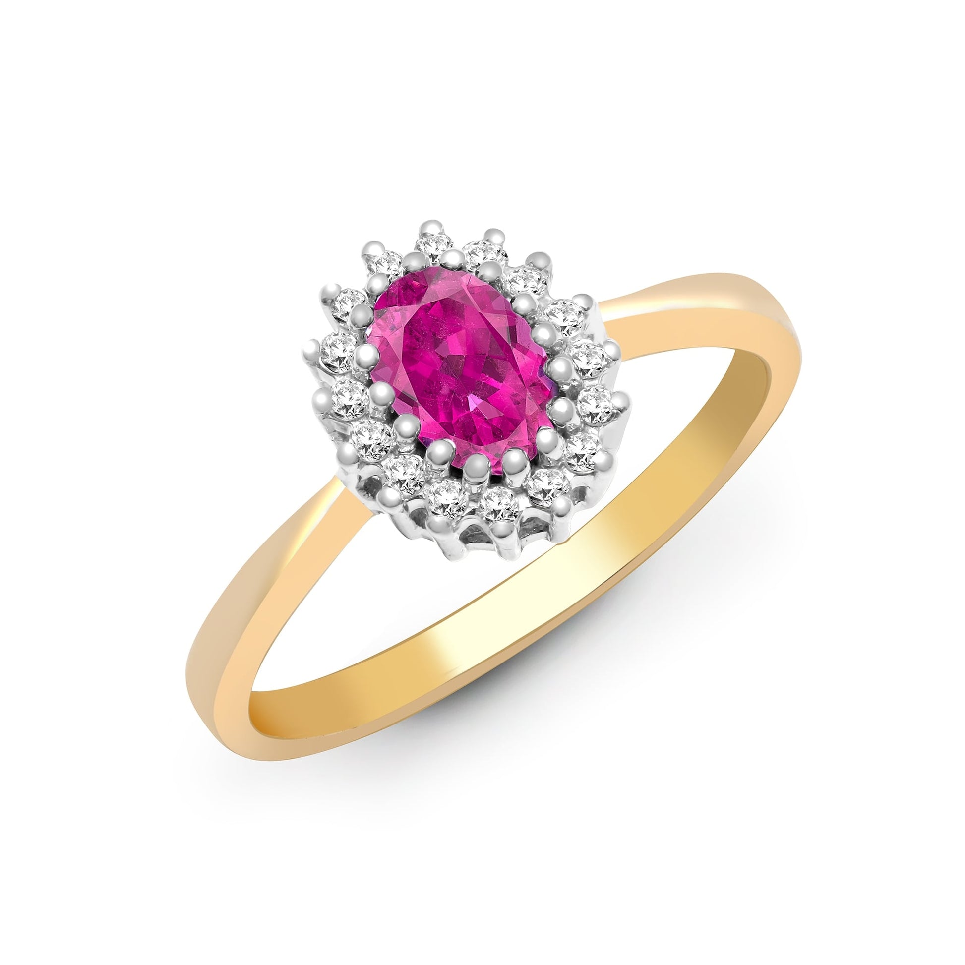 9ct Yellow Gold 12pts Diamond and Pink Sapphire Ring