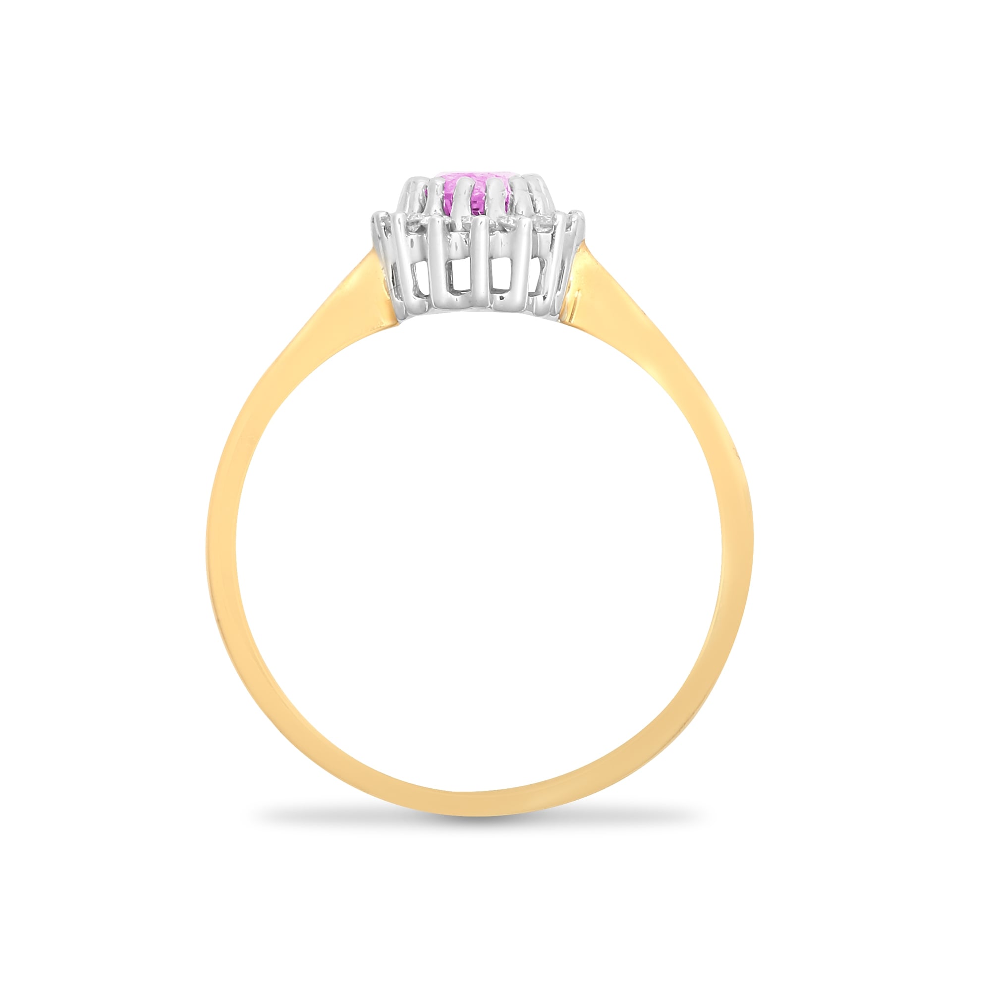 9ct Yellow Gold 12pts Diamond and Pink Sapphire Ring