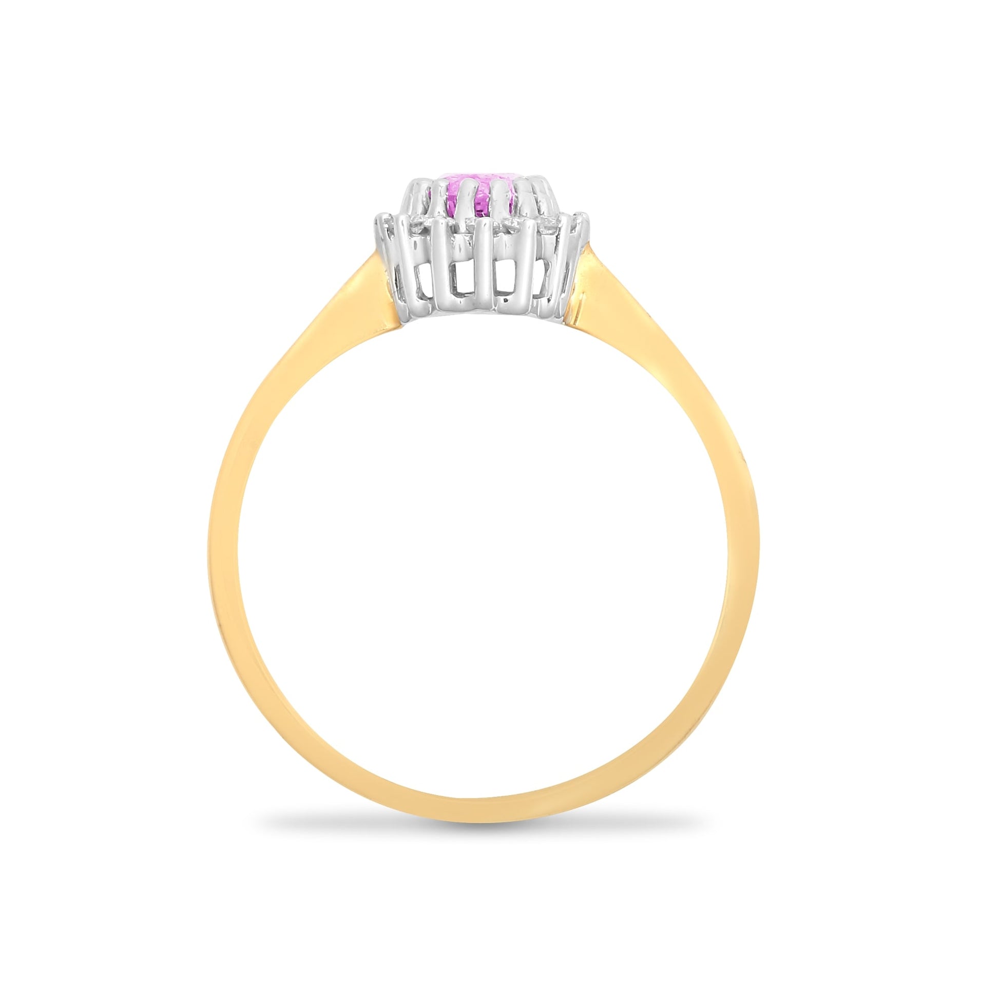 9ct Yellow Gold 12pts Diamond and Pink Sapphire Ring