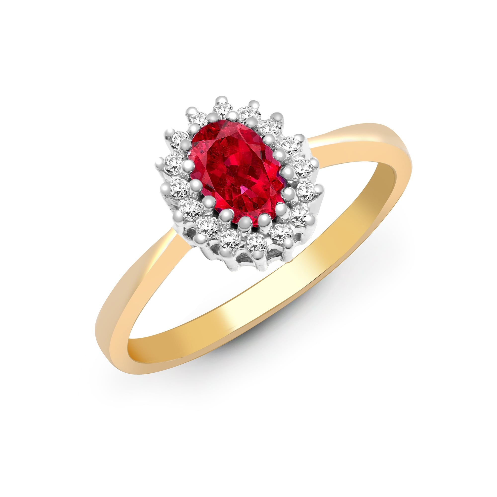 9ct Yellow Gold 12pts Diamond and Ruby Ring