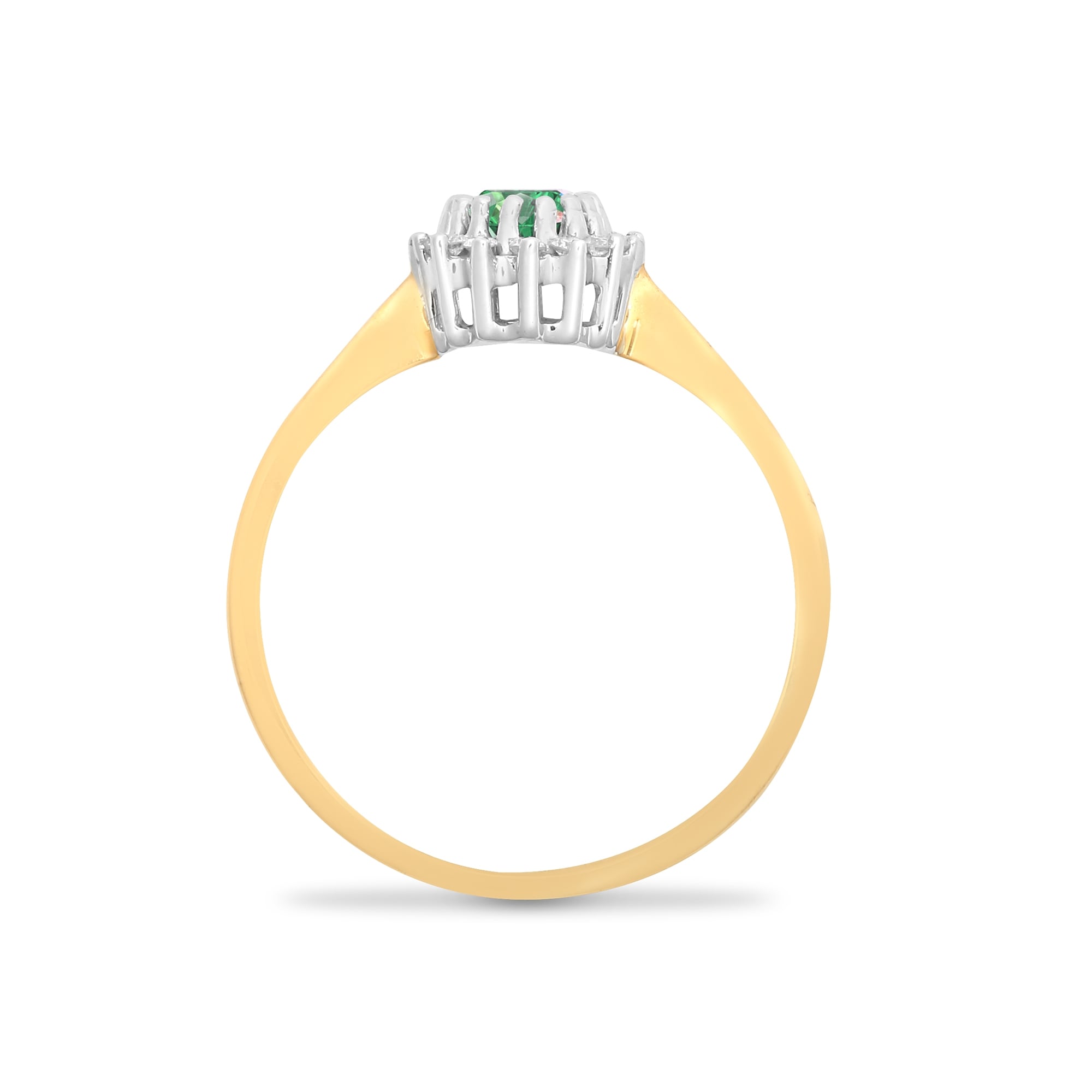 9ct Yellow Gold 12pts Diamond and Emerald Ring