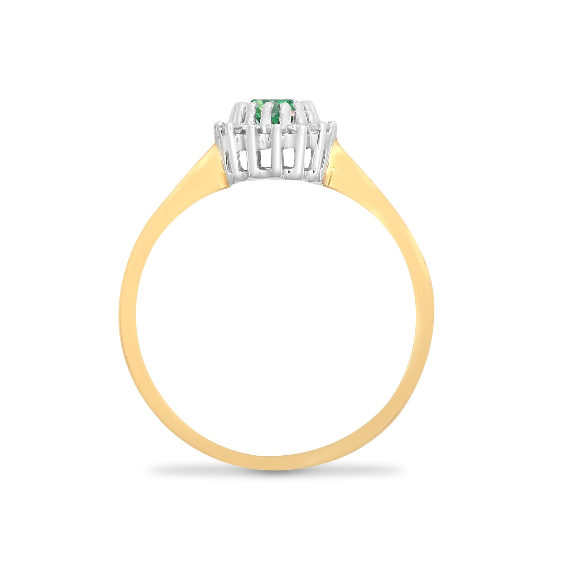 9ct Yellow Gold 12pts Diamond and Emerald Ring
