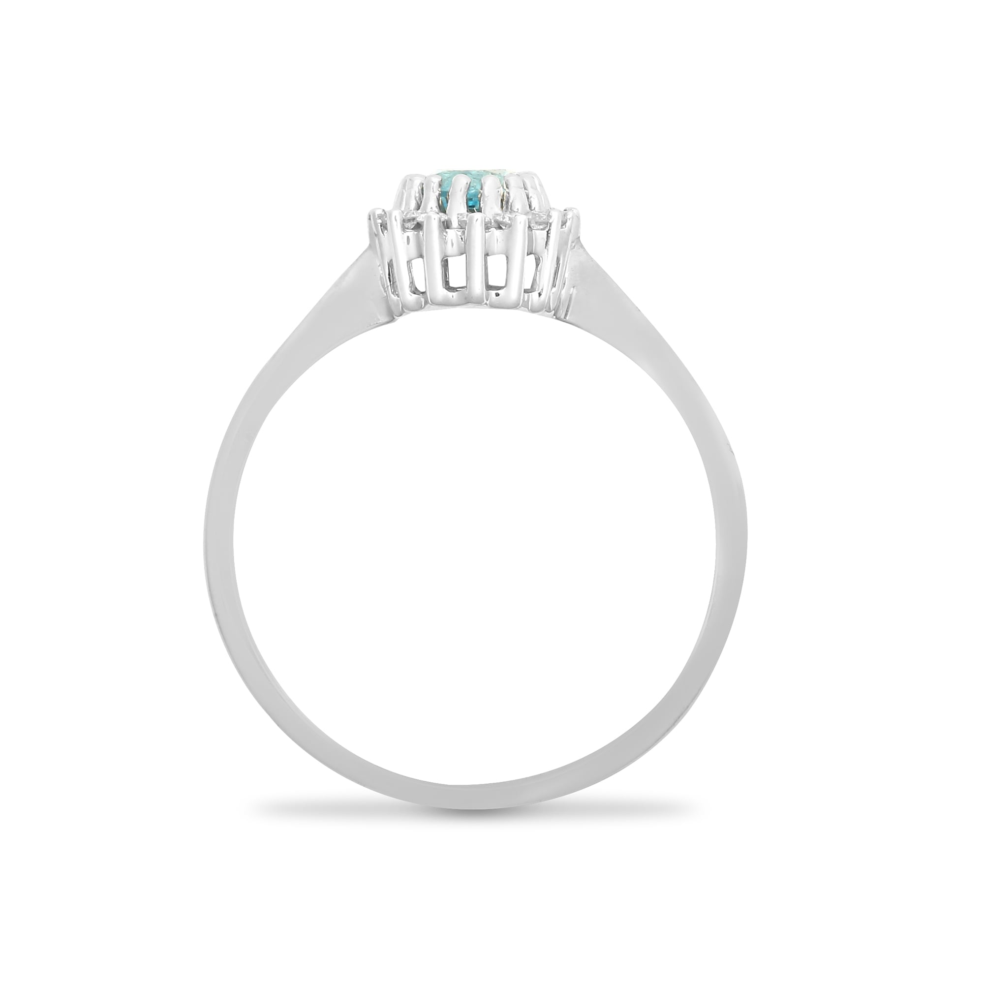 9ct White Gold 12pts Diamond and Blue Topaz Ring