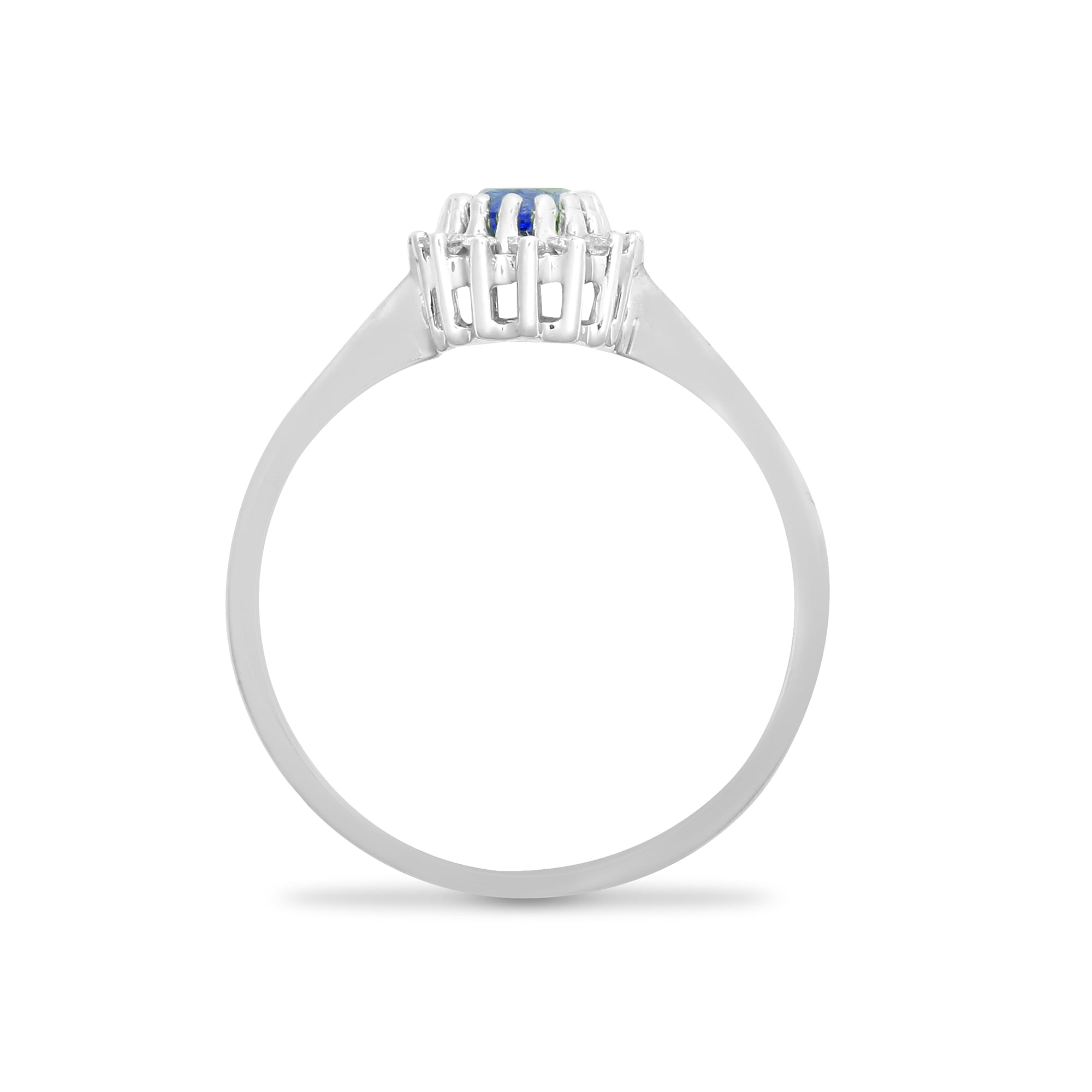 9ct White Gold 12pts Diamond and Sapphire Ring