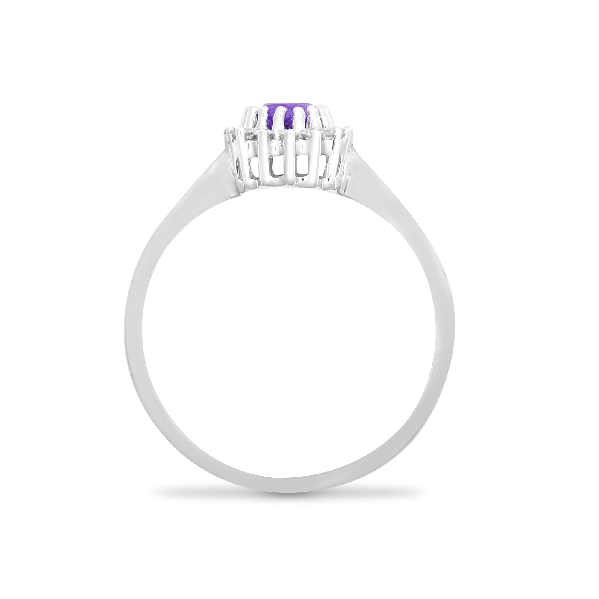 9ct White Gold 12pts Diamond and Amethyst Ring
