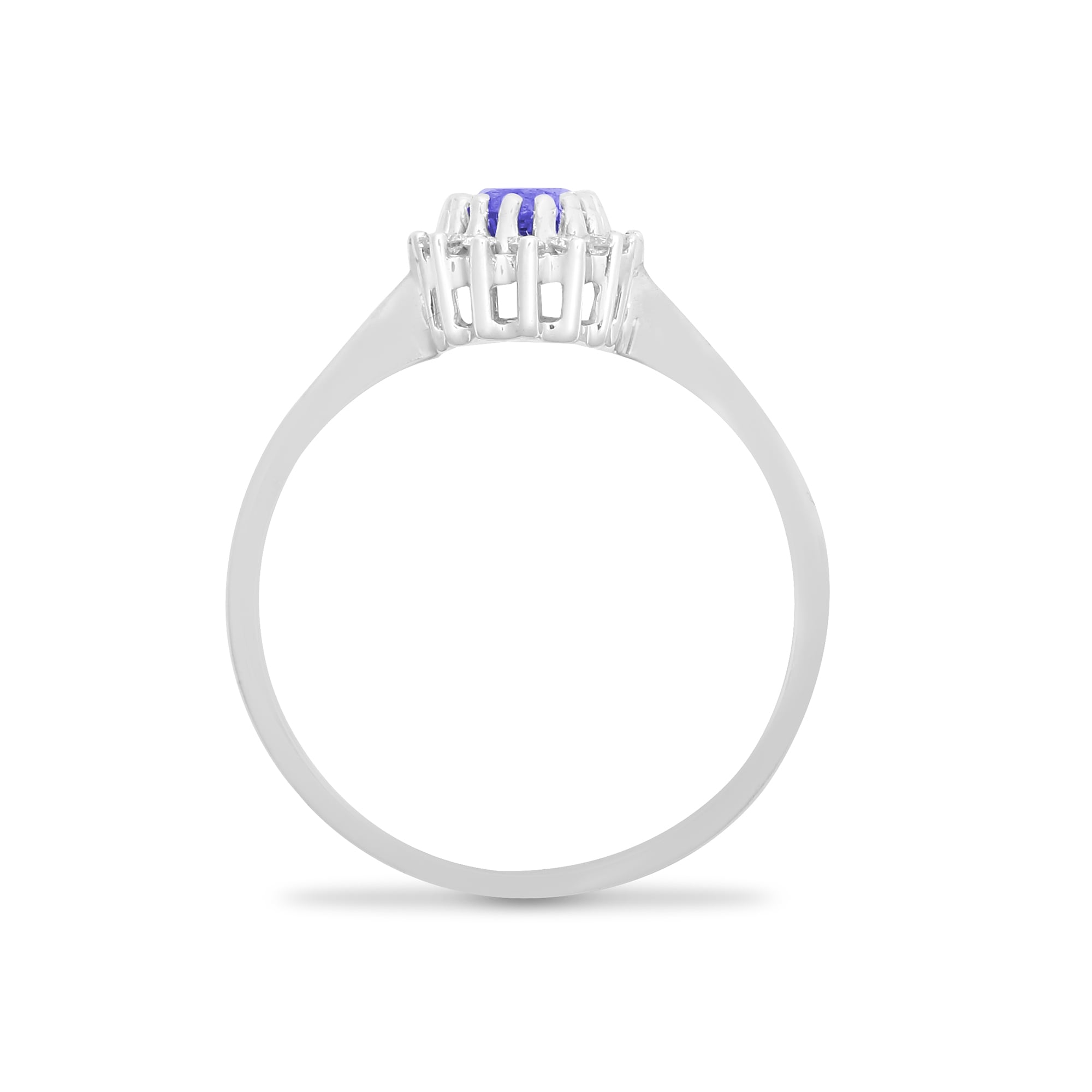 9ct White Gold 12pts Diamond and Tanzanite Ring