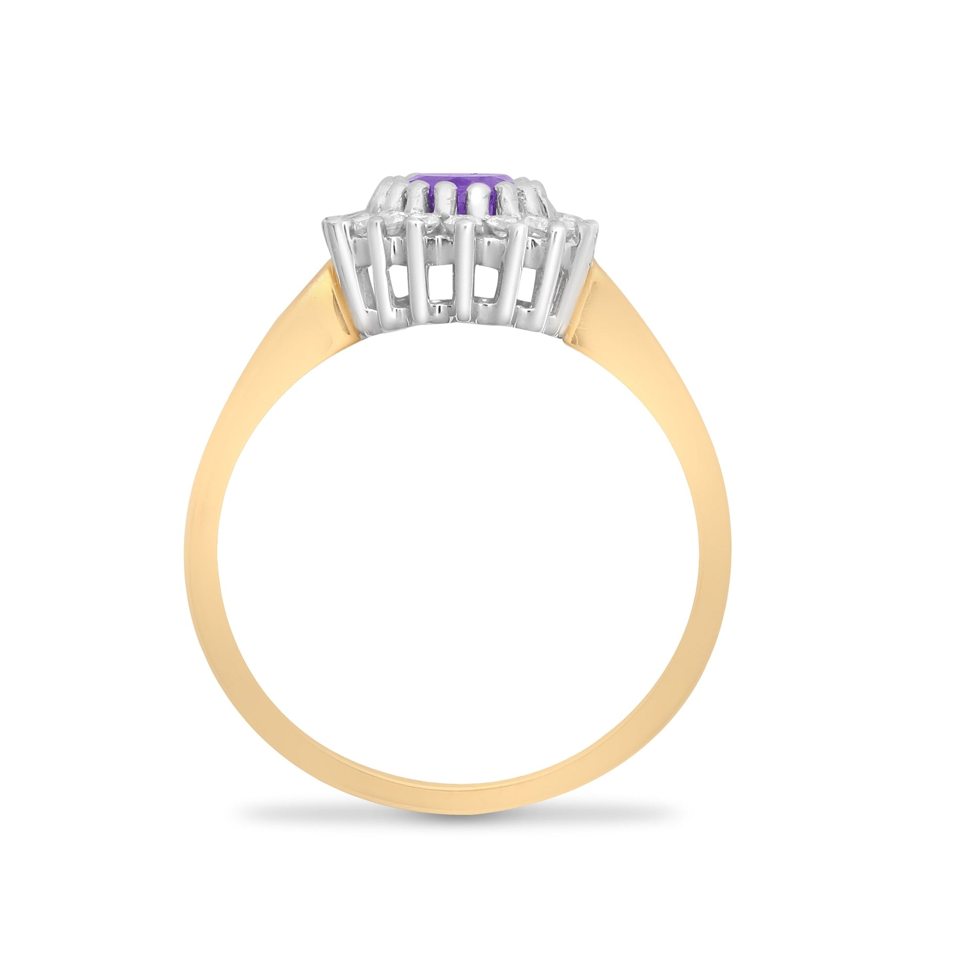9ct Yellow Gold 23pts Diamond and Amethyst Ring