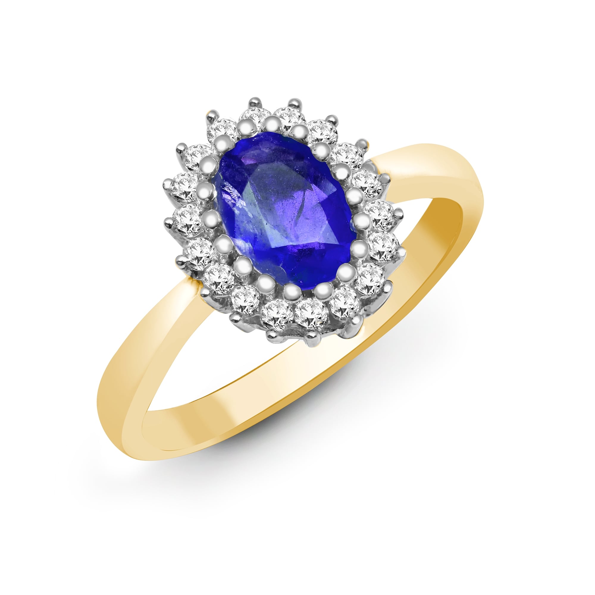 9ct Yellow Gold 23pts Diamond and Tanzanite Ring