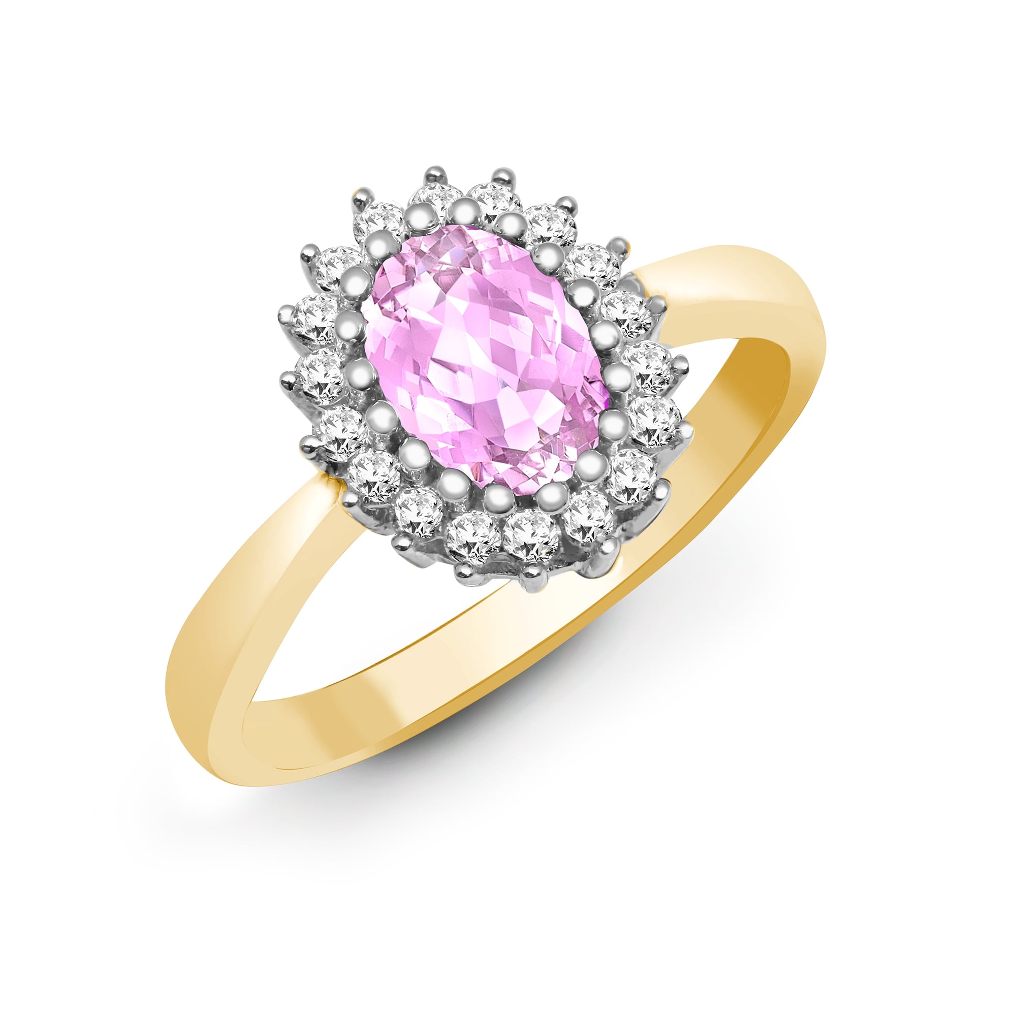 9ct Yellow Gold 23pts Diamond and Pink Sapphire Ring