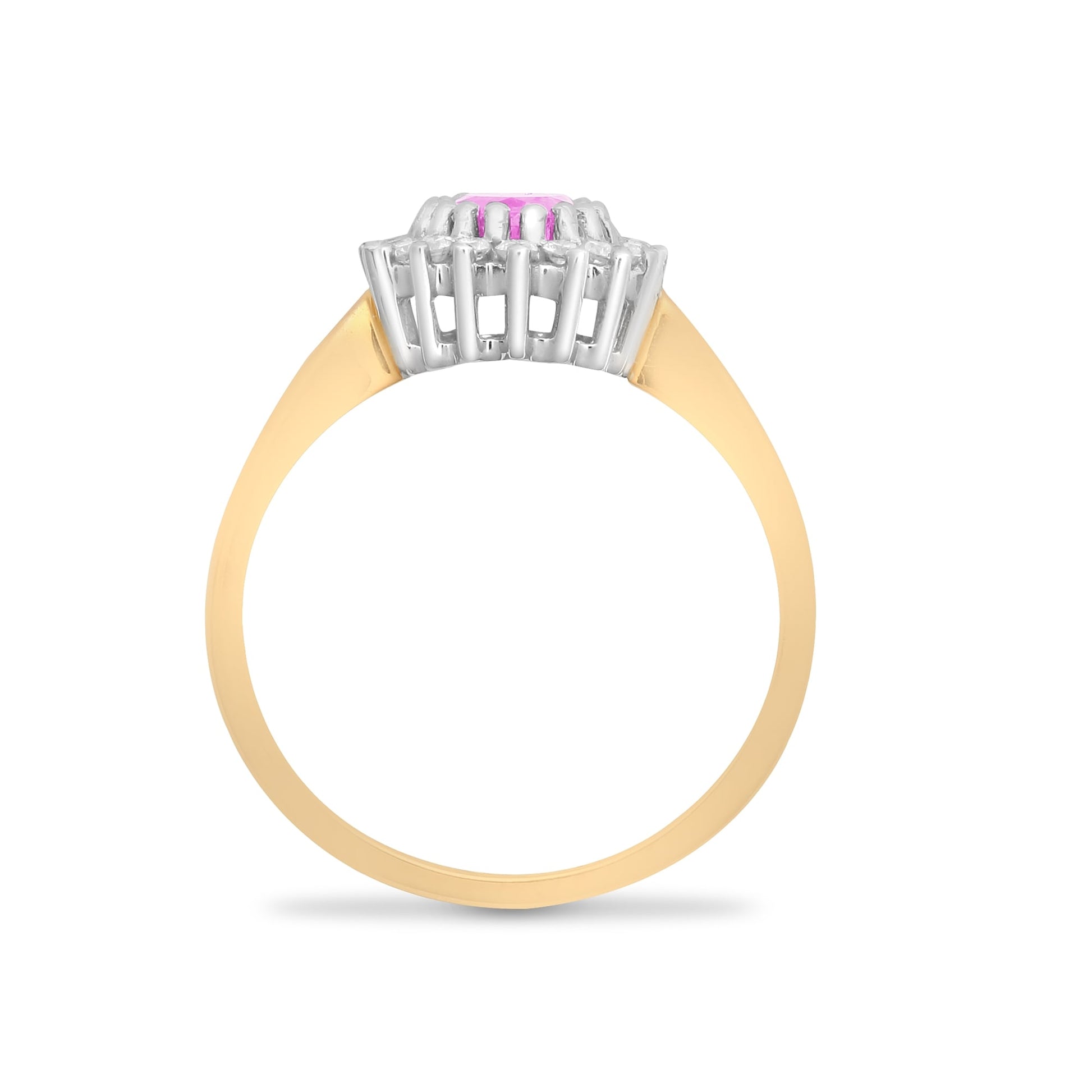 9ct Yellow Gold 23pts Diamond and Pink Sapphire Ring