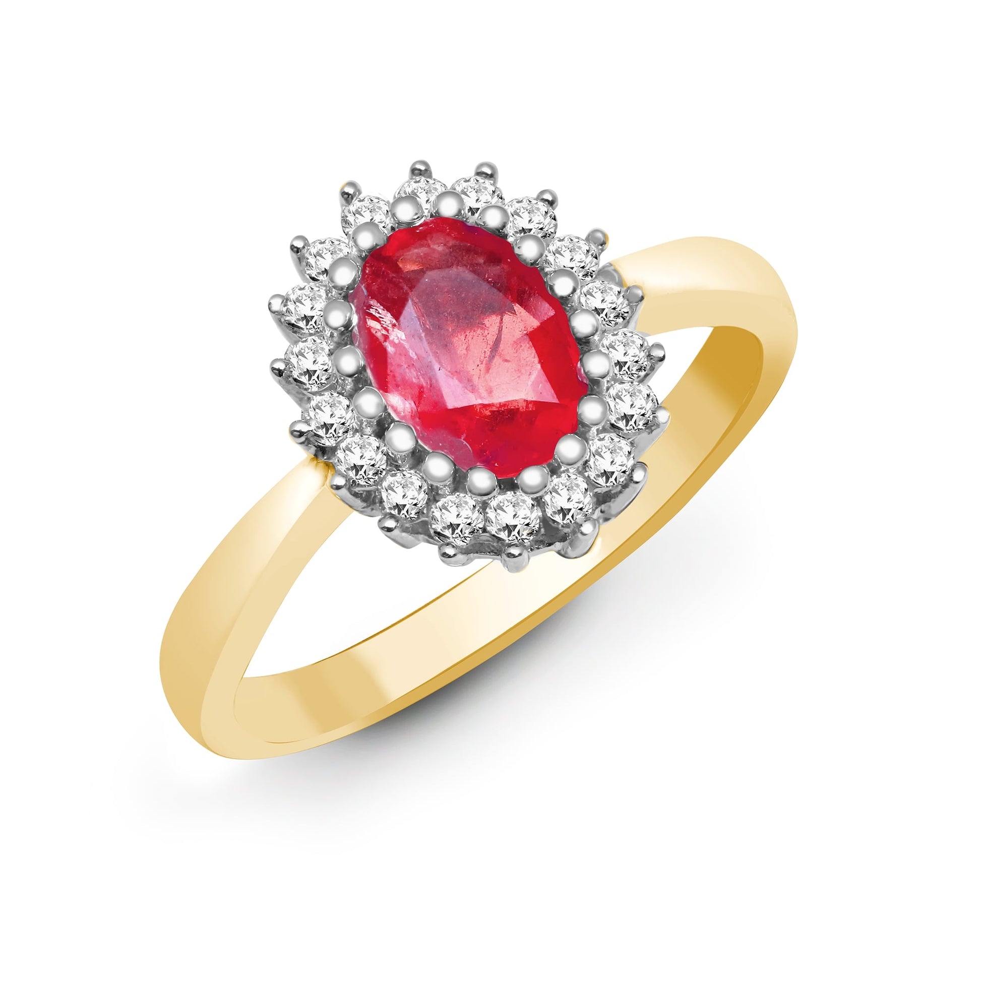 9ct Yellow Gold 23pts Diamond and Ruby Ring