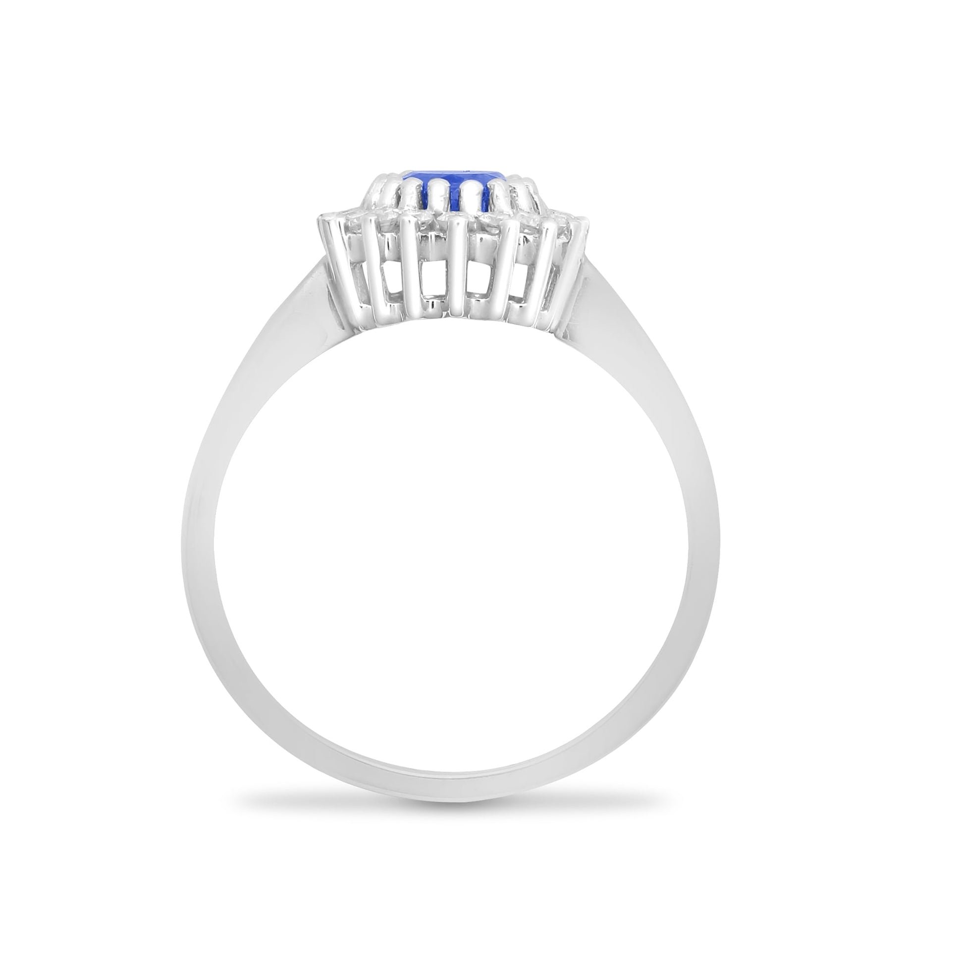 9ct White Gold 23pts Diamond and Sapphire Ring
