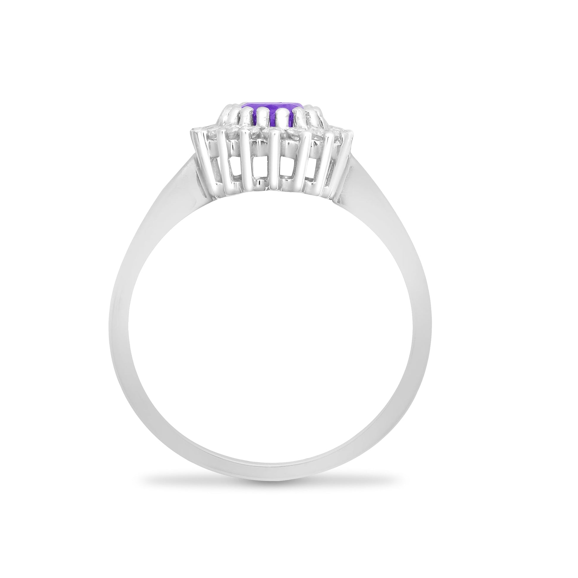9ct White Gold 23pts Diamond and Amethyst Ring