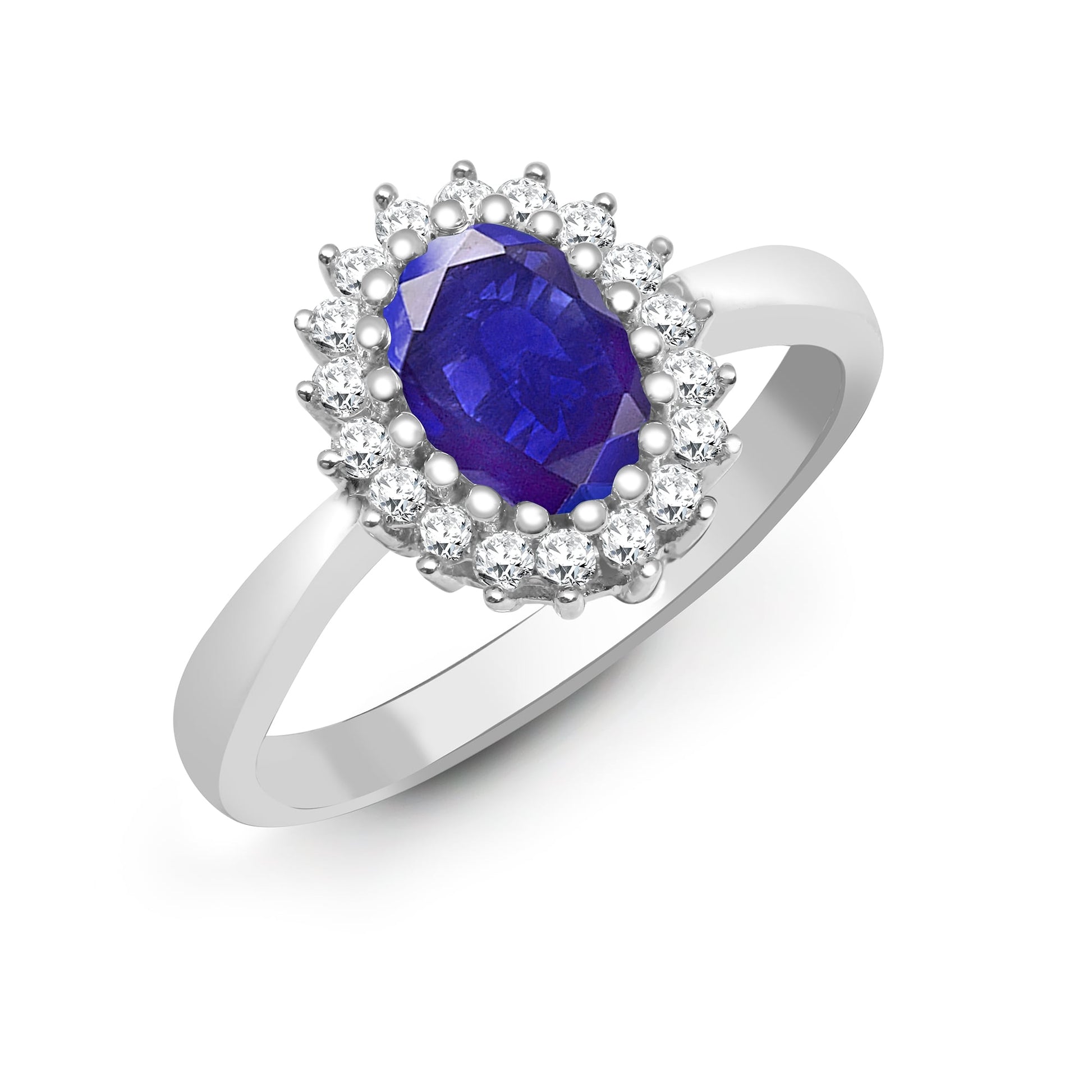 9ct White Gold 23pts Diamond and Tanzanite Ring