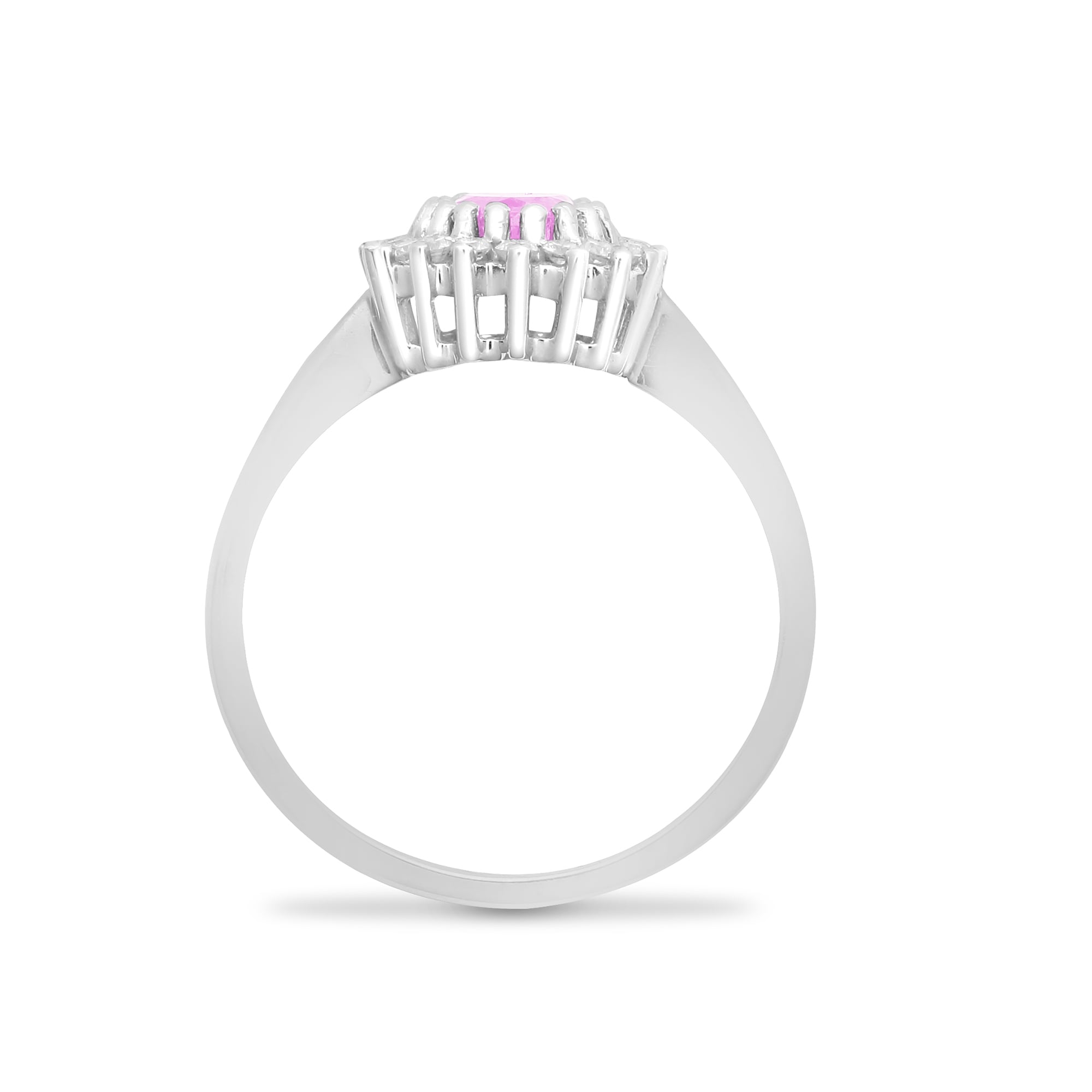9ct White Gold 23pts Diamond and Pink Sapphire Ring