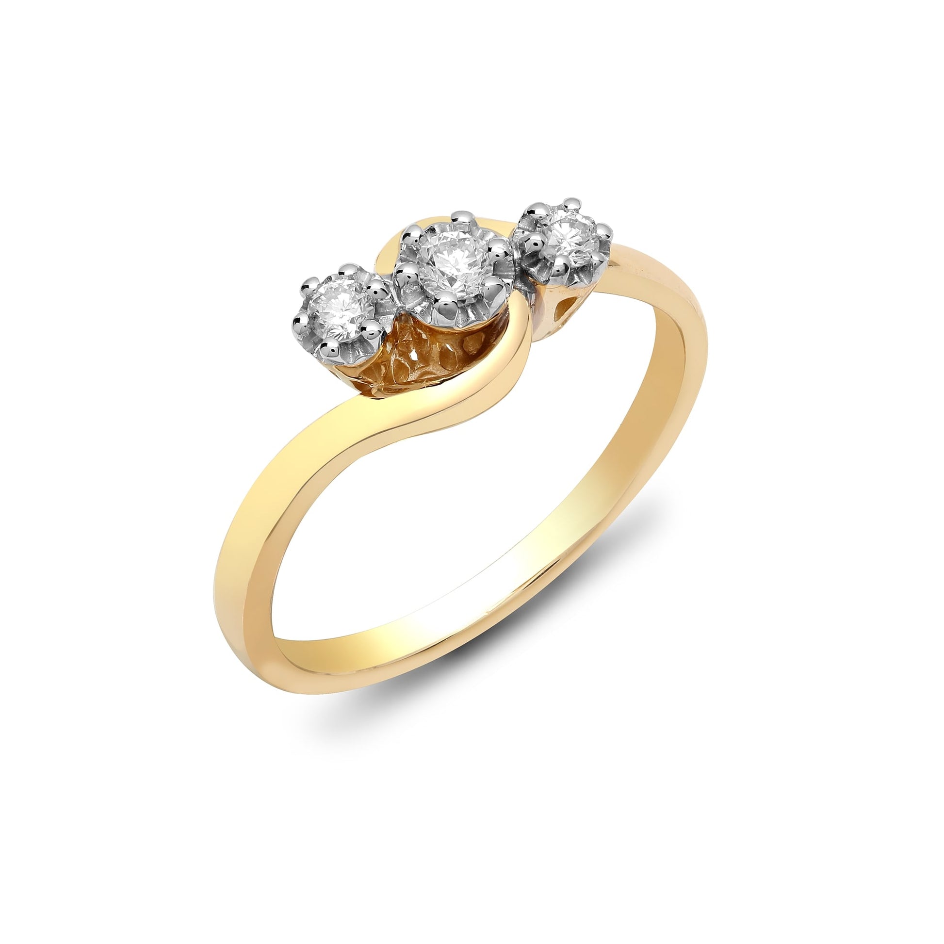 9ct Yellow 25pts Trilogy Diamond Ring