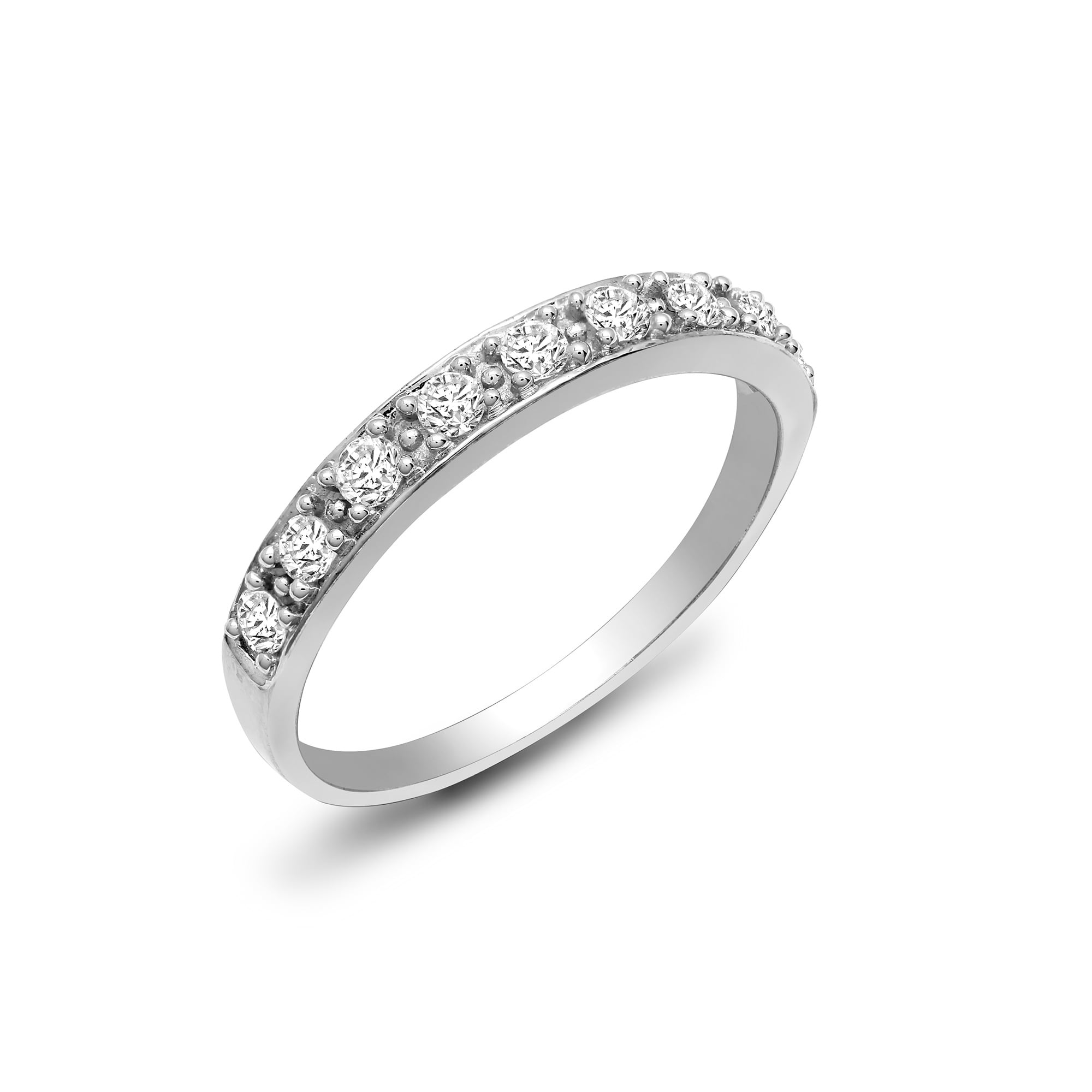 9ct White Gold 31pts Half Eternity Diamond Ring