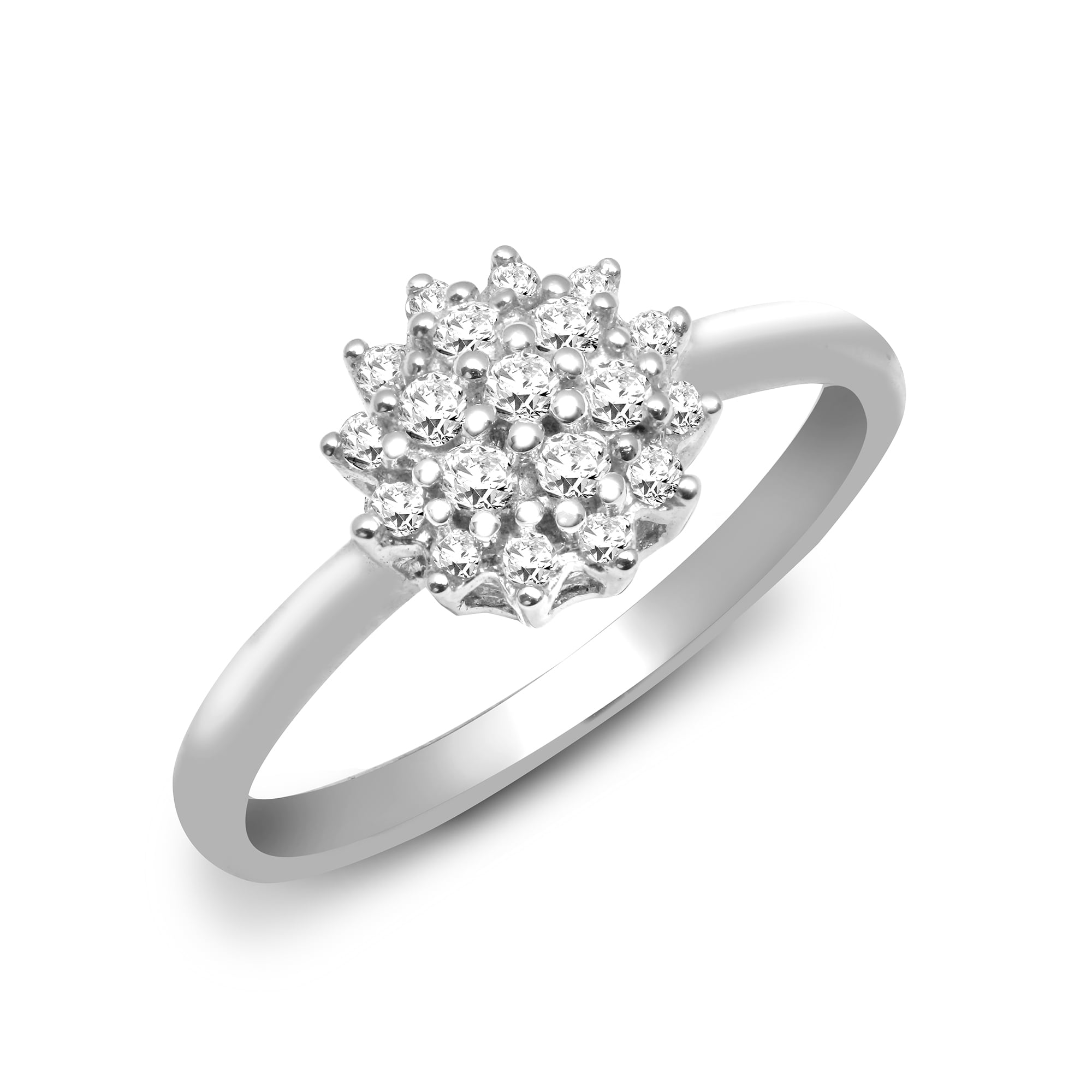9ct White Gold 27pts Diamond Cluster Ring