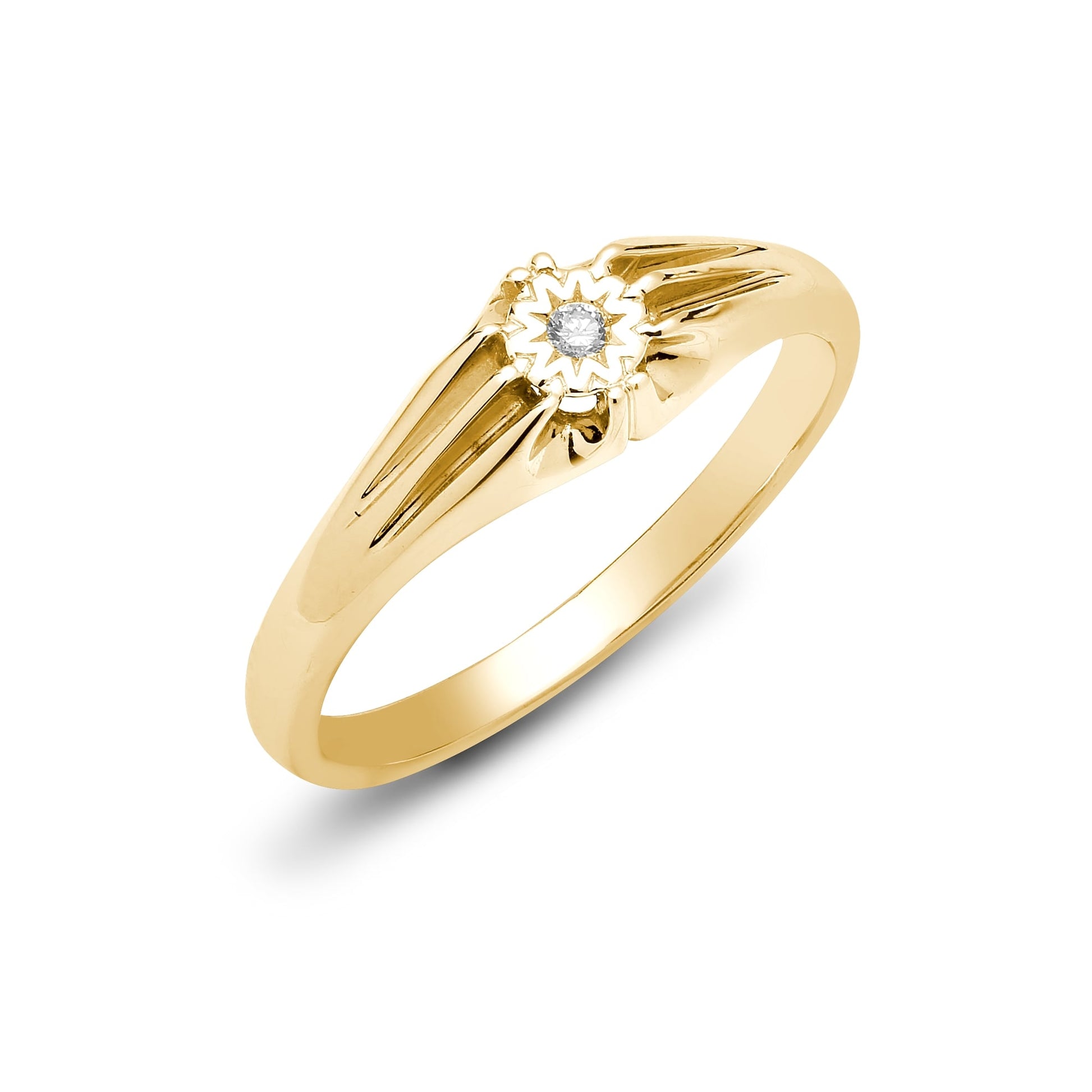 9ct Yellow Gold 4pts Gents Single Stone Diamond Ring