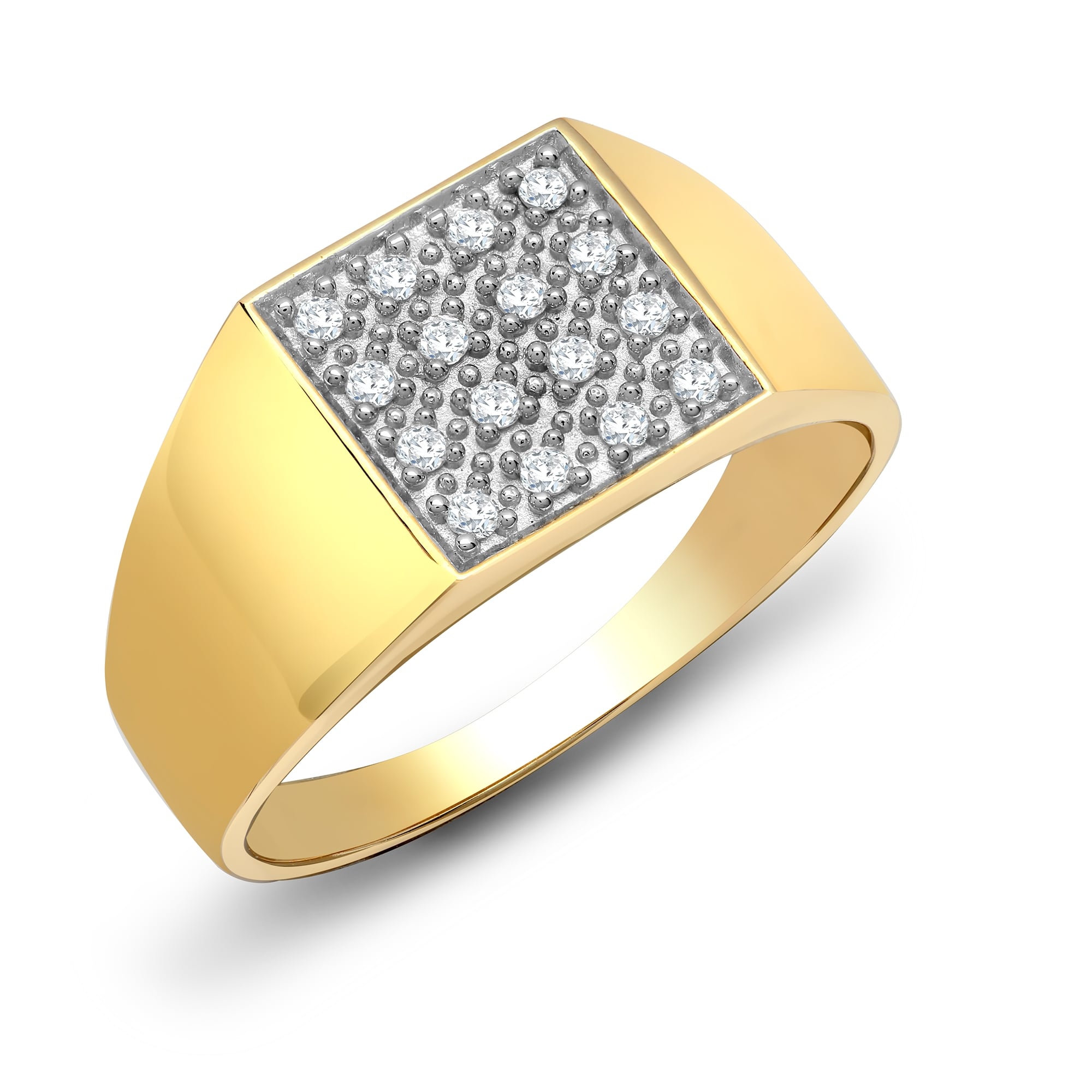 9ct Yellow Gold 25pts Gents Square Shape Diamond Ring