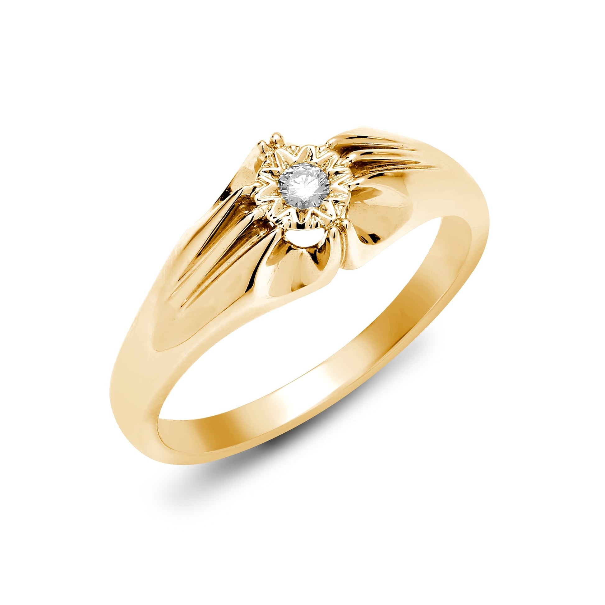 9ct Yellow Gold 10pts Gents Single Stone Diamond Ring
