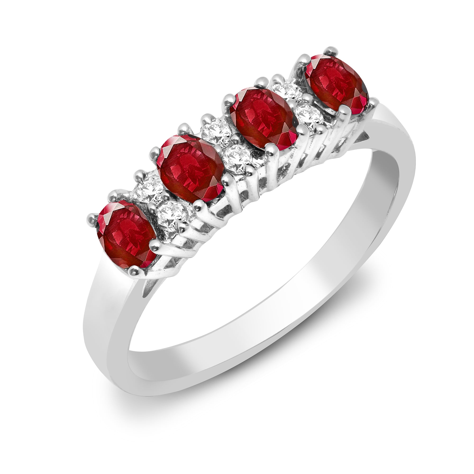 9ct White Gold 12pts Diamond and Ruby Ring