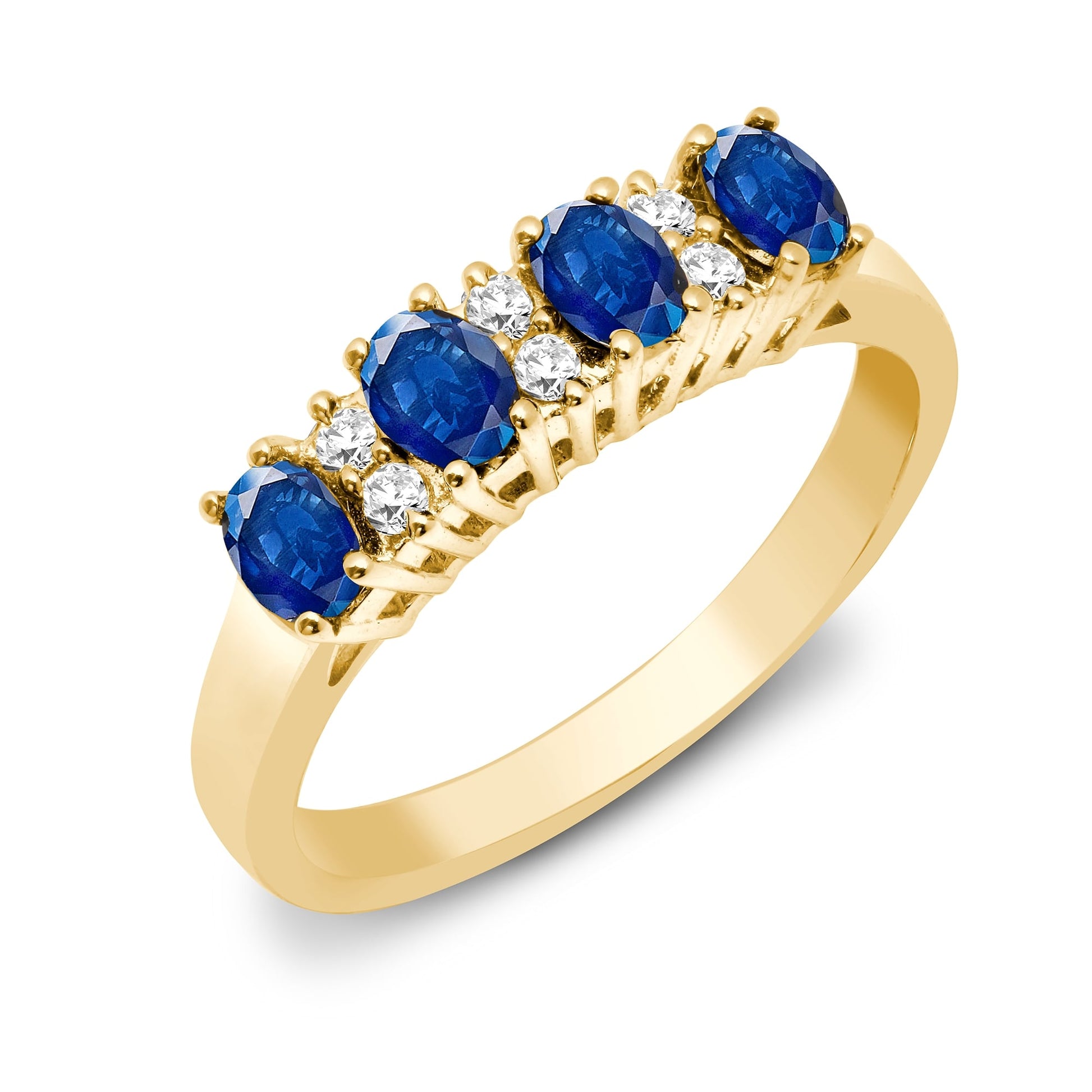 9ct Yellow Gold 12pts Diamond and Sapphire Ring