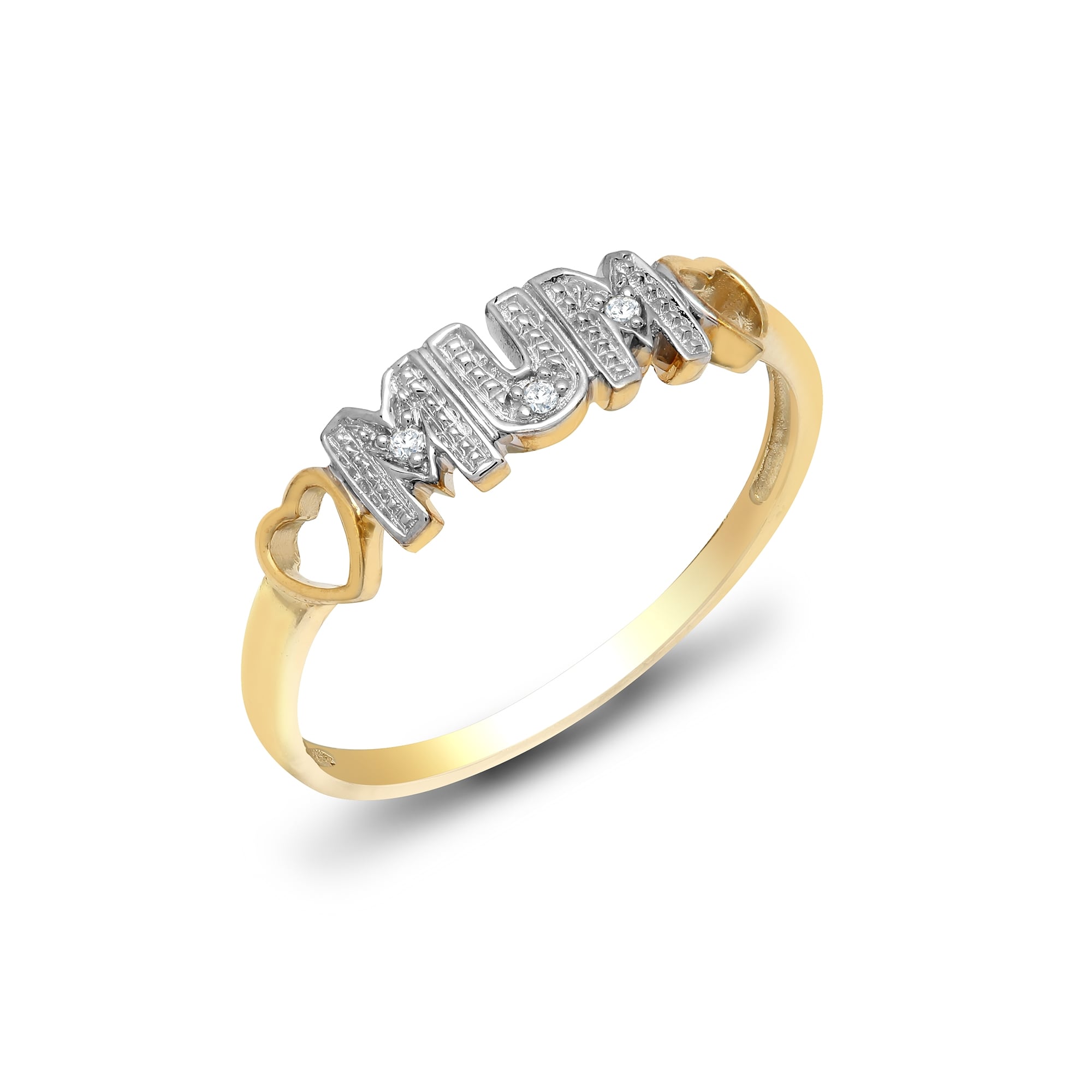 9ct Yellow Gold 2pts Diamond 'MUM' Ring