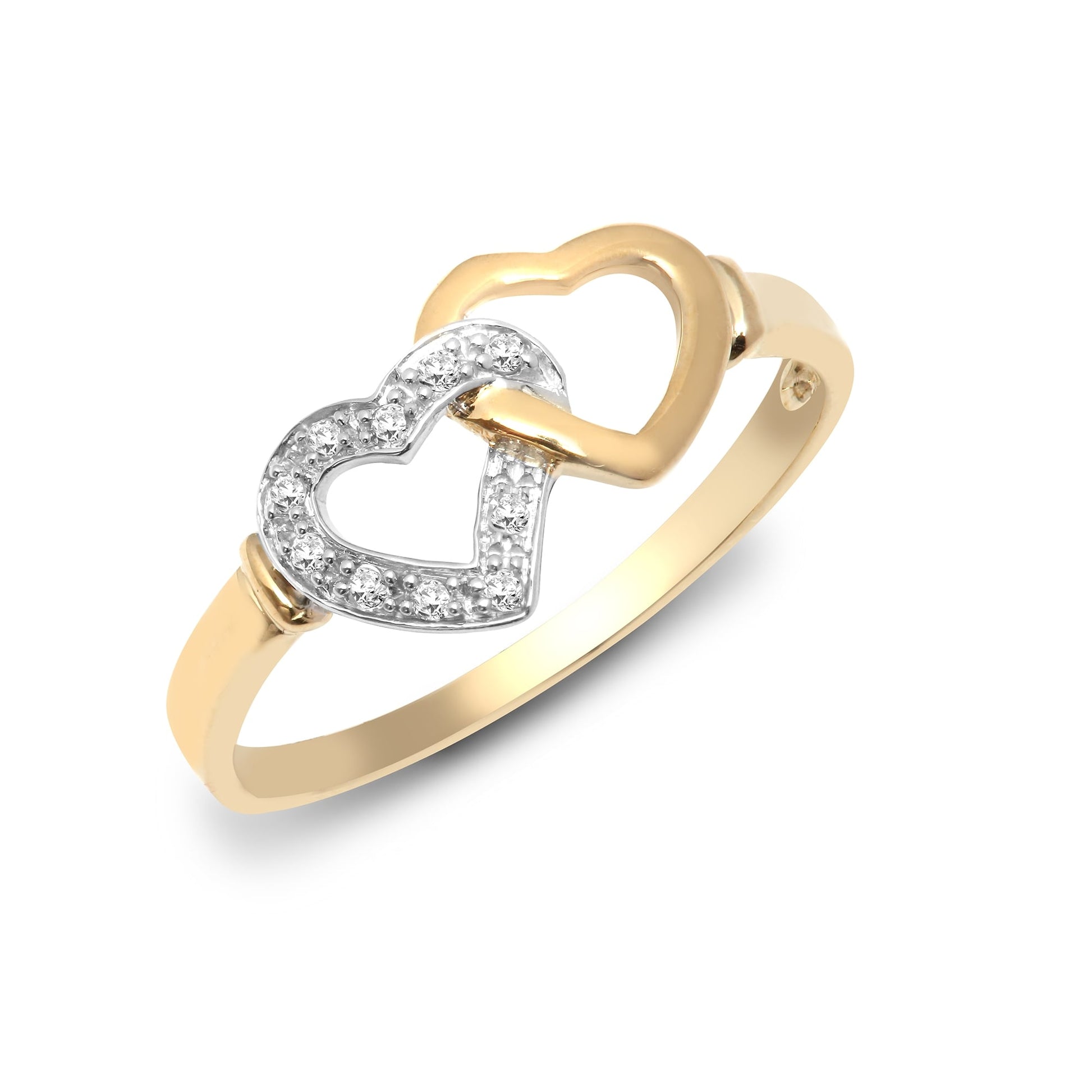 9ct Yellow Gold 5pts Diamond Heart Ring