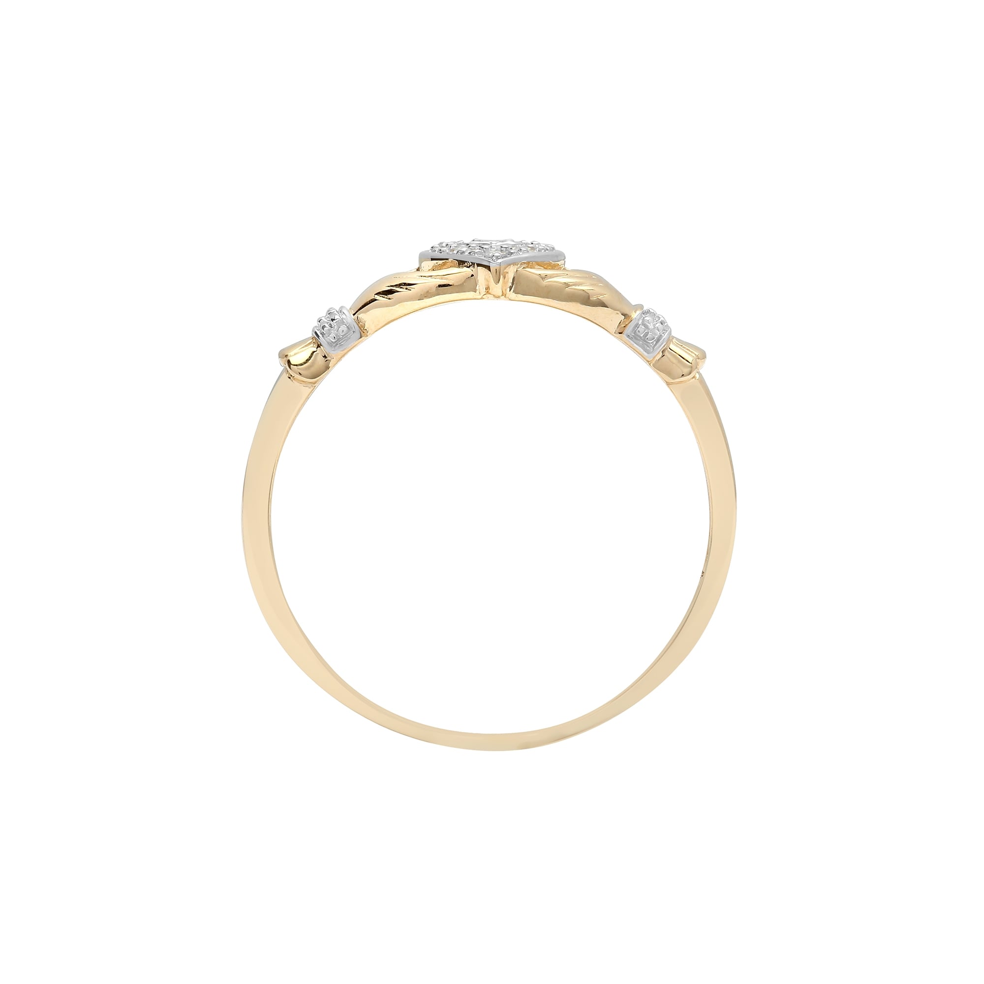 9ct Yellow Gold 5pts Diamond Claddagh Ring