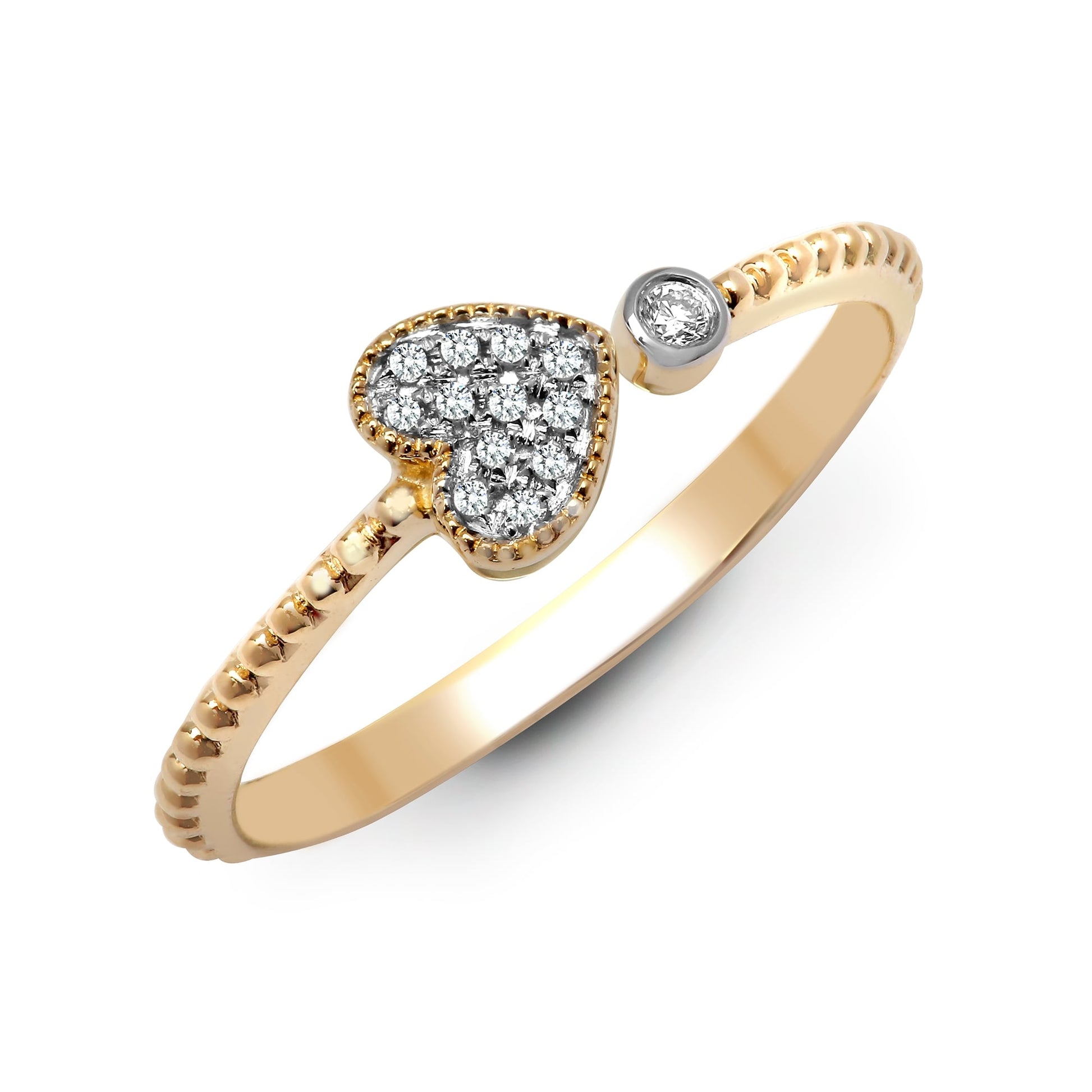 9ct Yellow Gold 7pts Diamond Heart Ring