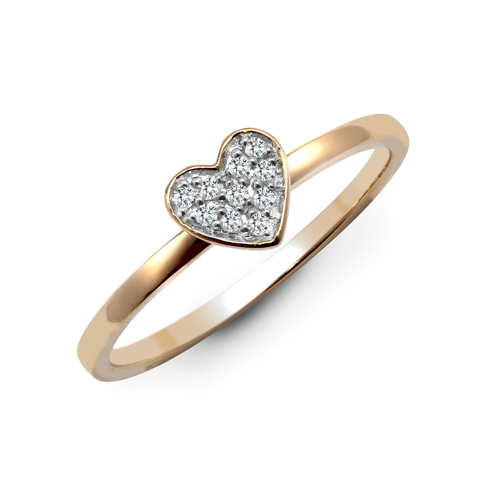 9ct Yellow 7pts Diamond Heart Ring
