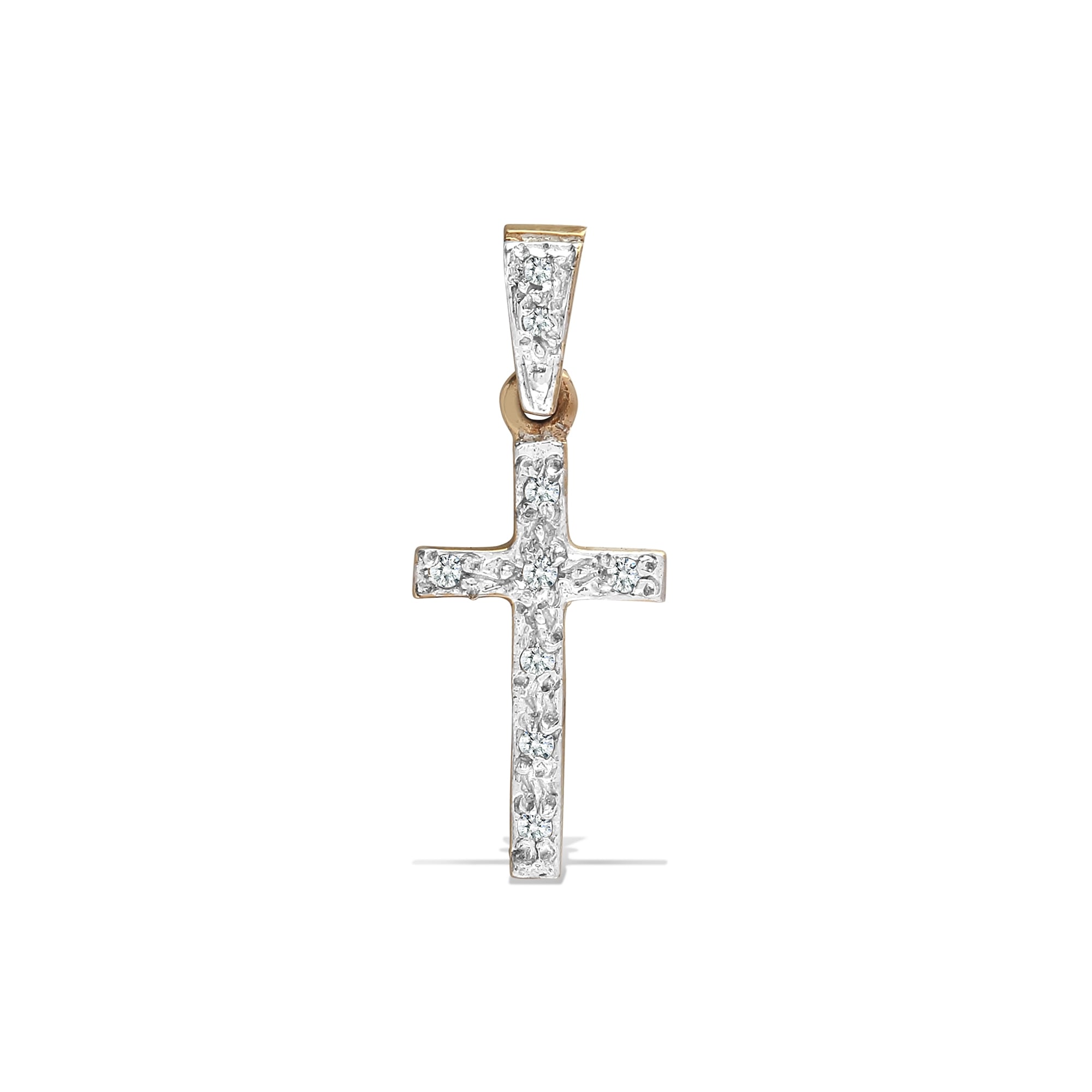 9ct Yellow Gold 9pts Pave Set Cross