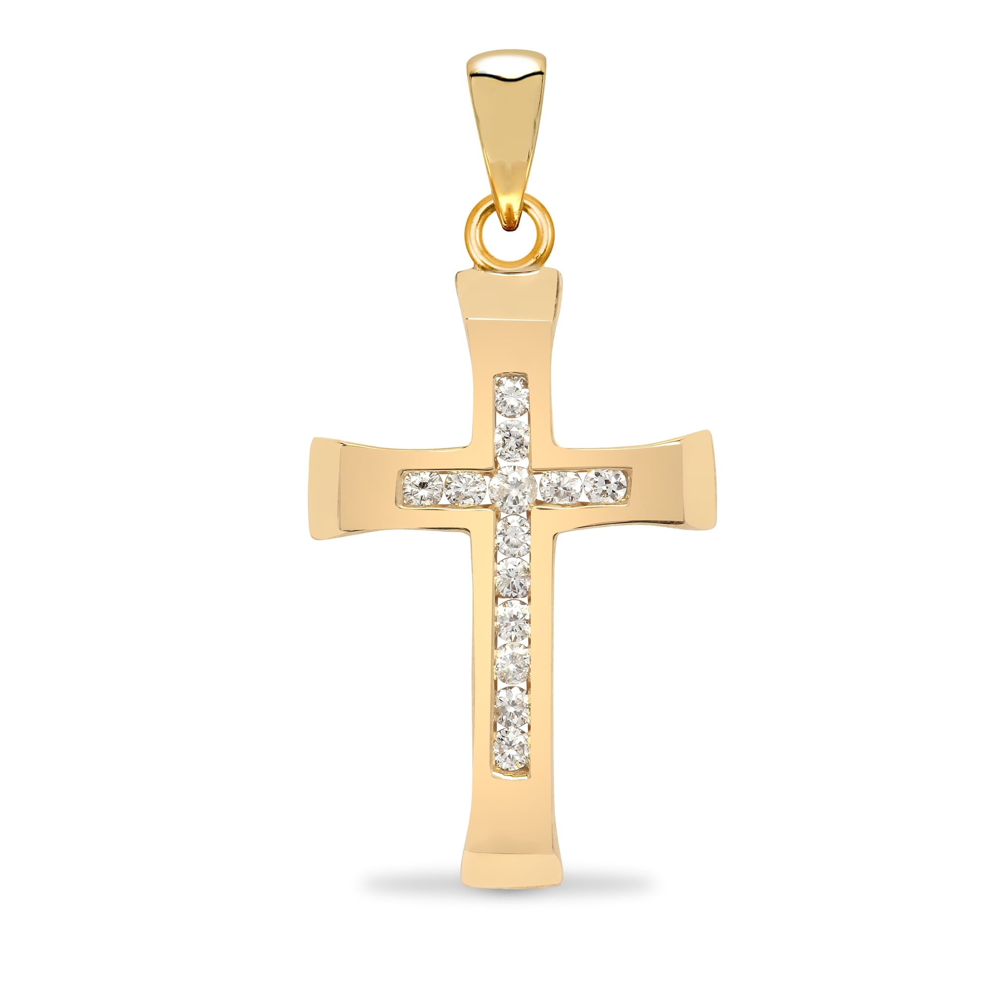 9ct Yellow Gold 25pts Diamond Cross