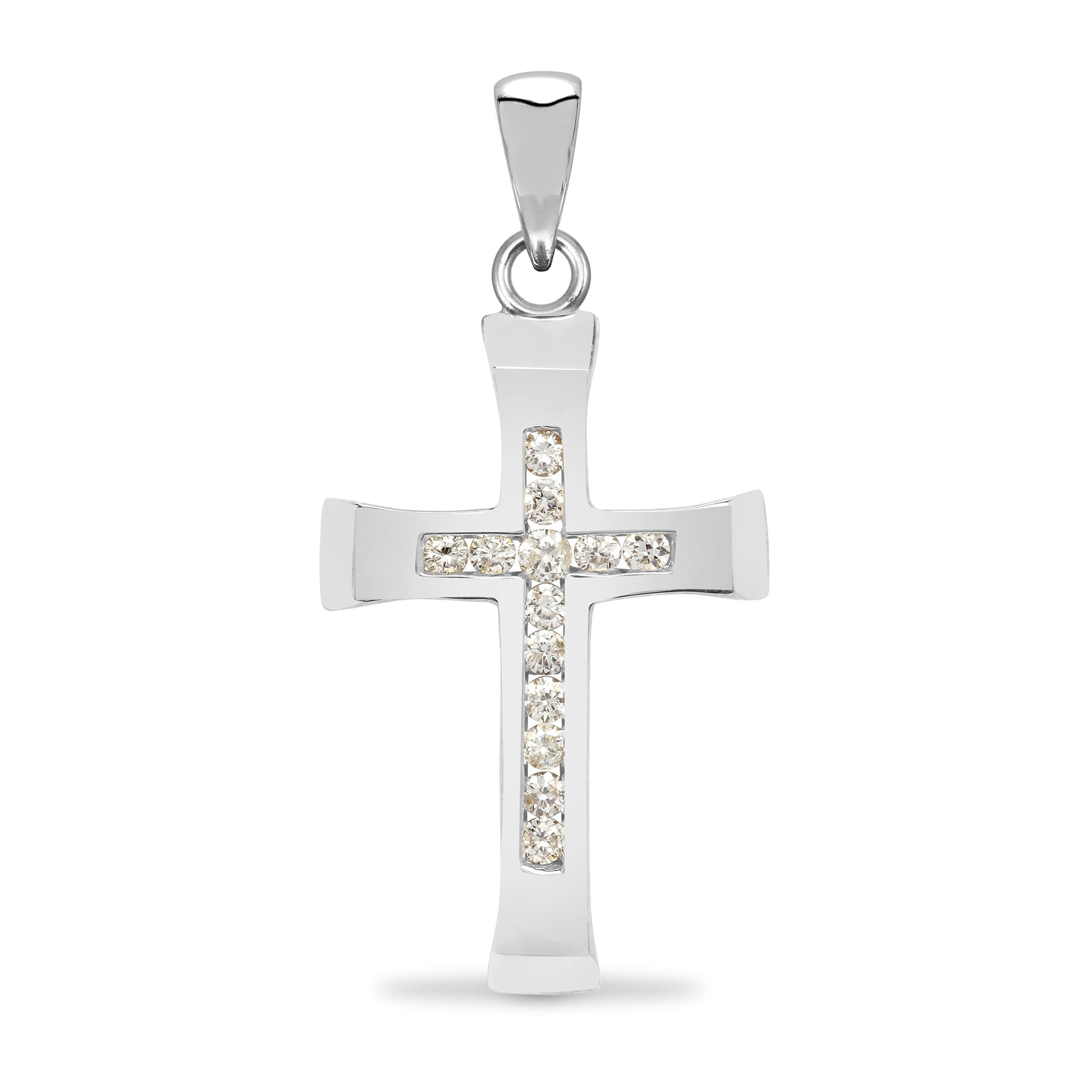 9ct White Gold 25pts Diamond Cross