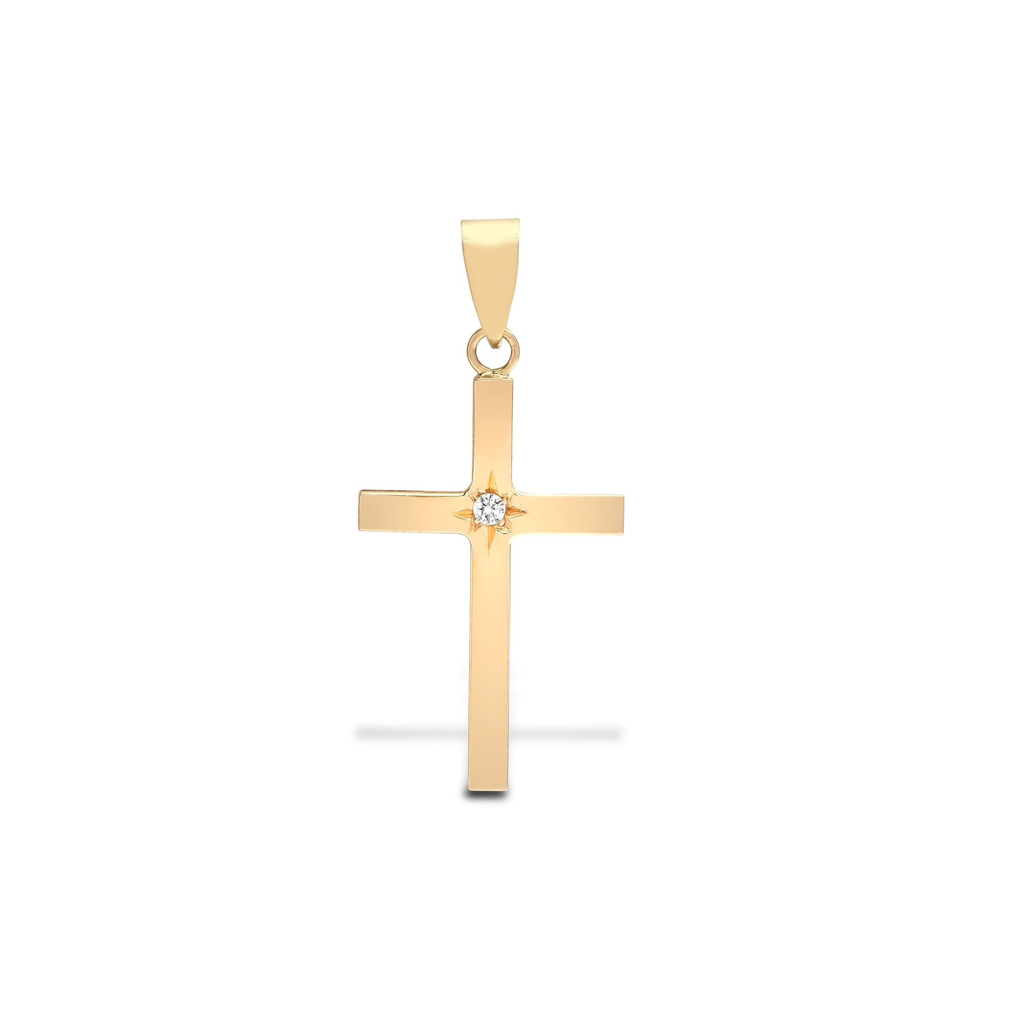 9ct Yellow Gold 3pts Diamond Cross