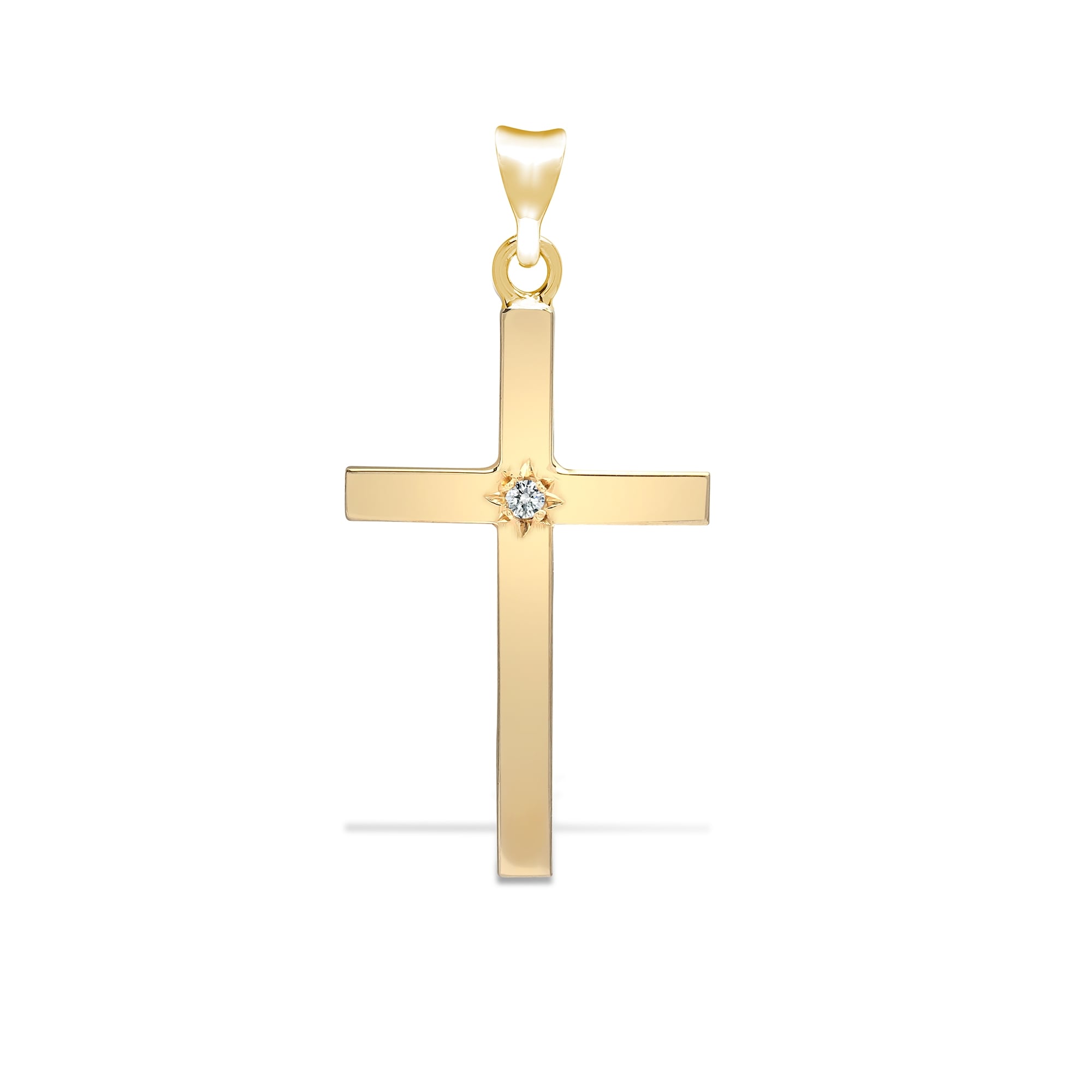 9ct Yellow Gold 5pts Diamond Cross